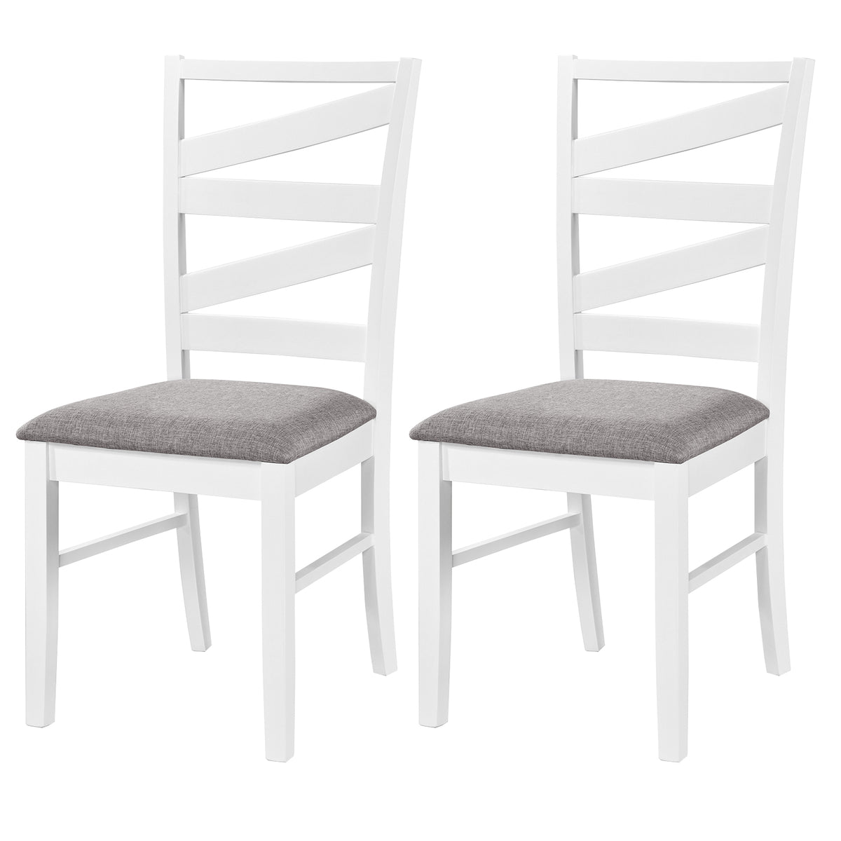 Dining Chairs Set of 2 with Backrests and Rubber Wood Frames-White-Dining Chairs-DECOROLALA