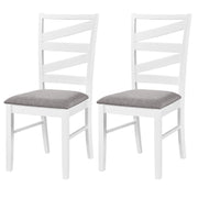 Dining Chairs Set of 2 with Backrests and Rubber Wood Frames-White-Dining Chairs-DECOROLALA