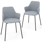Dining Chairs Set of 2 with Curved Backrest Wide Seat and Armrests-Gray-Dining Chairs-DECOROLALA