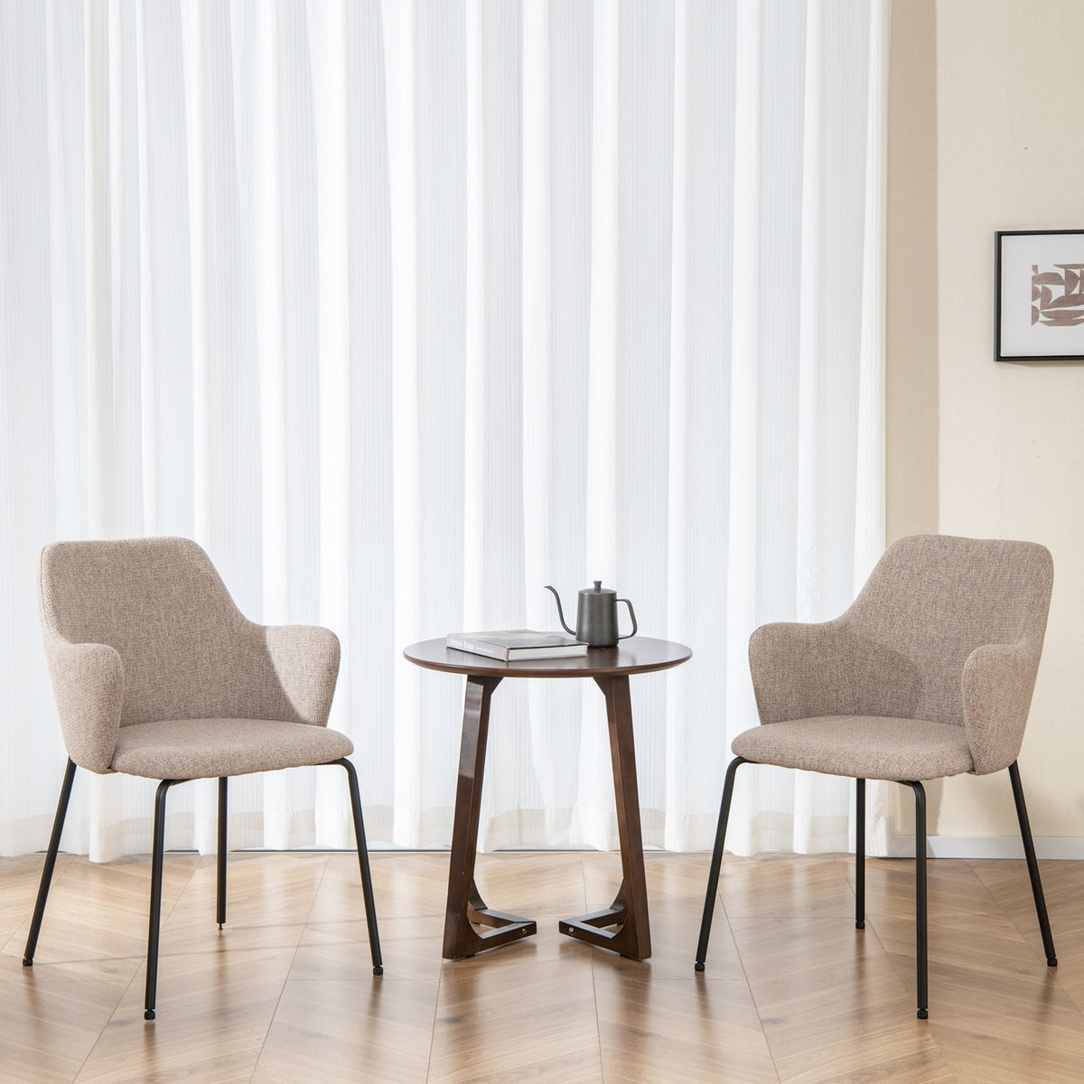 Dining Chairs Set of 2 with Curved Backrest Wide Seat and Armrests-White-Dining Chairs-DECOROLALA