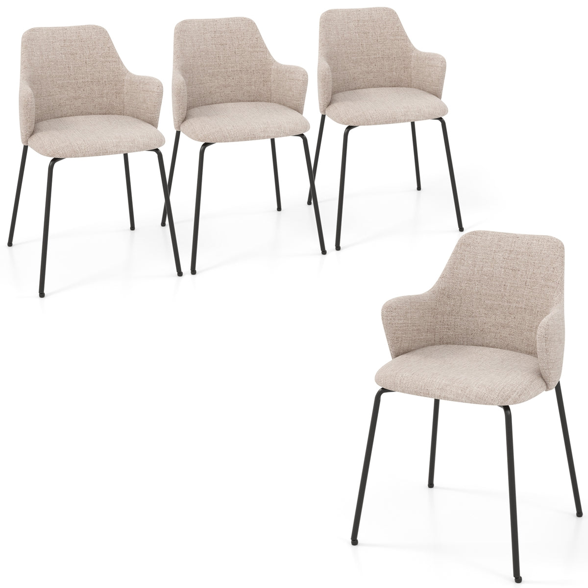 Dining Chairs Set of 2 with Curved Backrest Wide Seat and Armrests-White-Dining Chairs-DECOROLALA