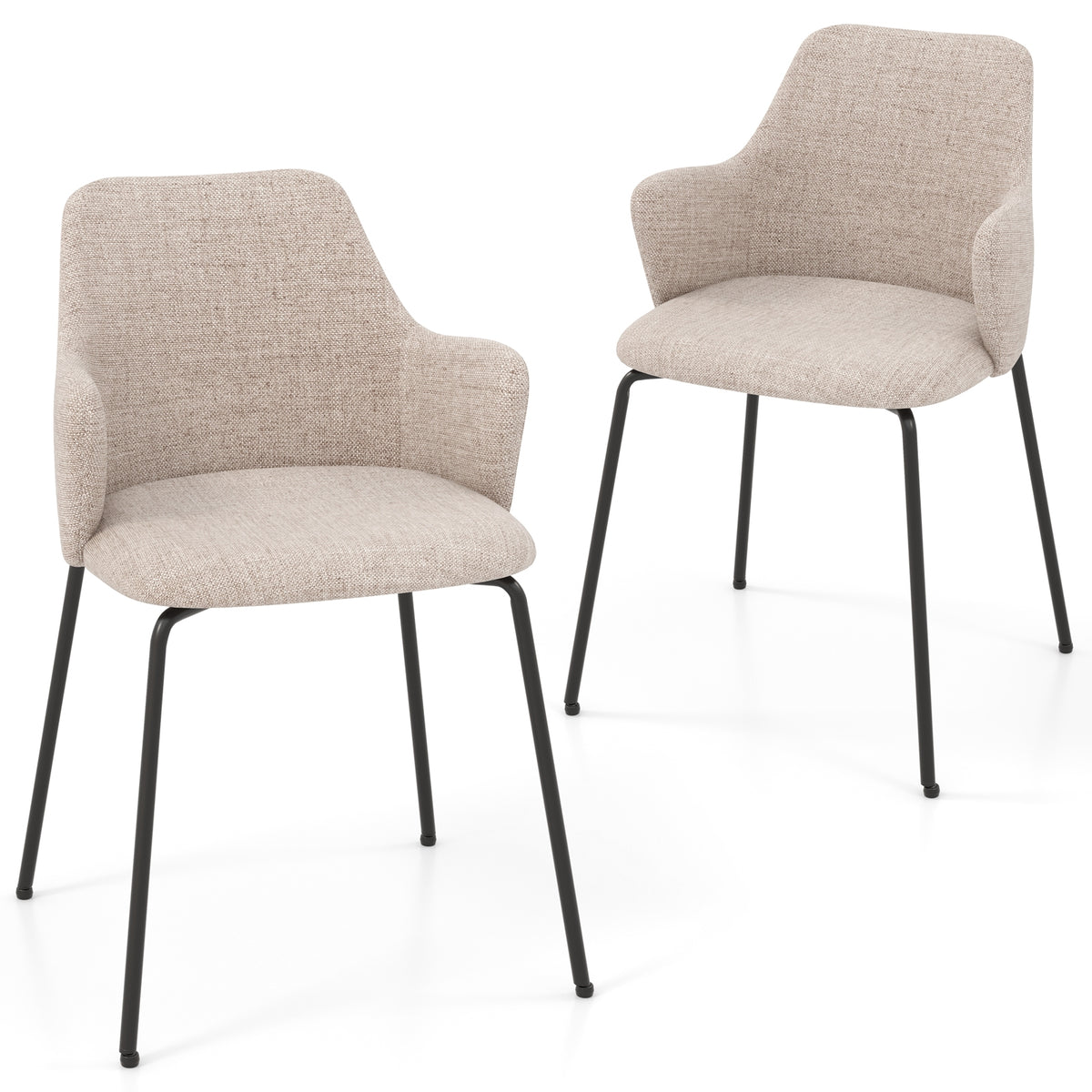 Dining Chairs Set of 2 with Curved Backrest Wide Seat and Armrests-White-Dining Chairs-DECOROLALA