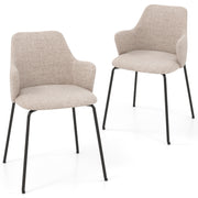 Dining Chairs Set of 2 with Curved Backrest Wide Seat and Armrests-White-Dining Chairs-DECOROLALA