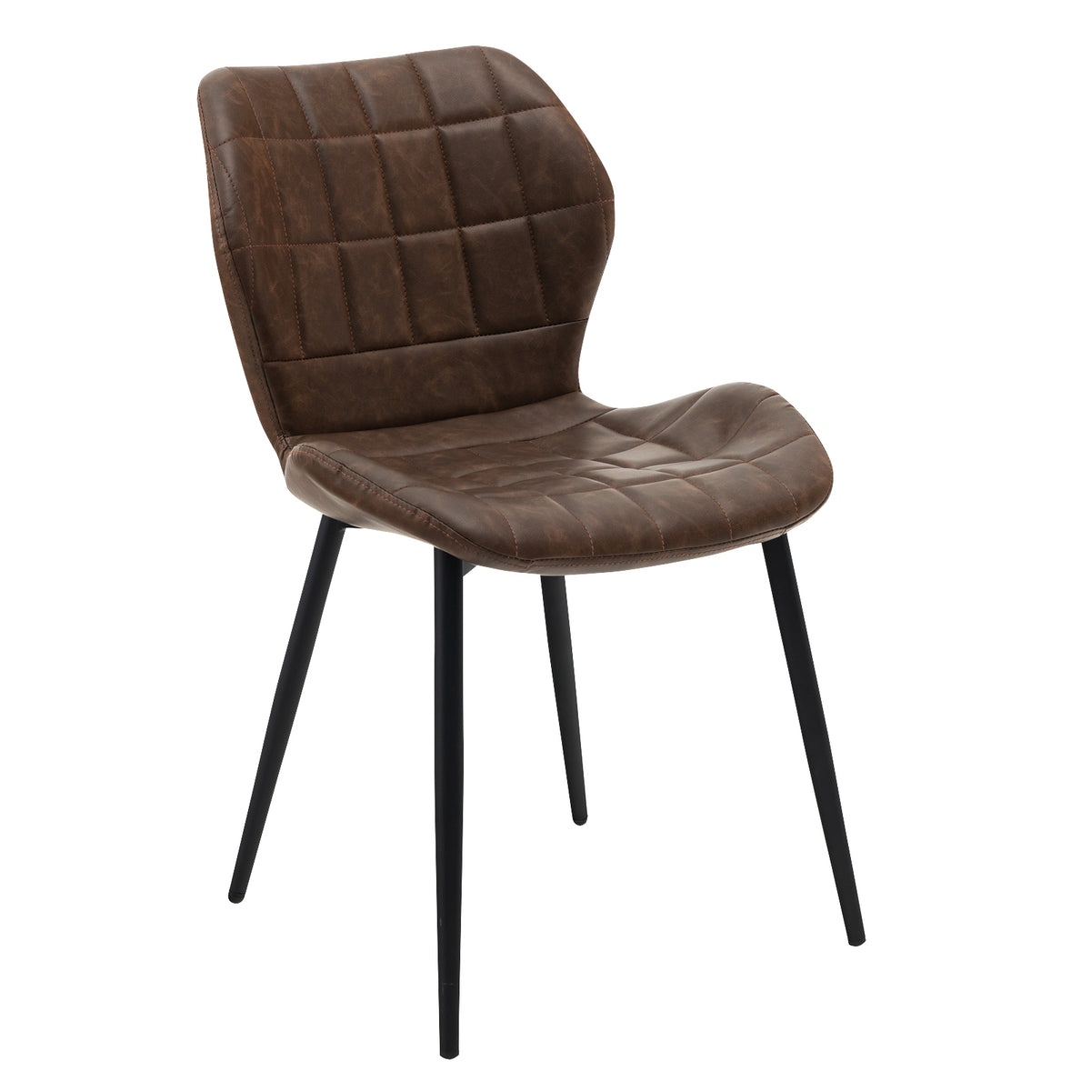 Dining Chairs Set of 2 with Padded Back Metal Legs and Adjustable Foot Pads-Brown-Dining Chairs-DECOROLALA