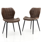 Dining Chairs Set of 2 with Padded Back Metal Legs and Adjustable Foot Pads-Brown-Dining Chairs-DECOROLALA