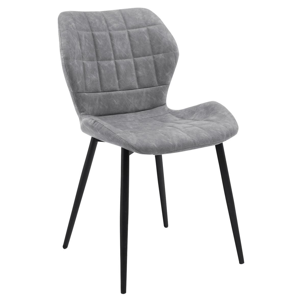 Dining Chairs Set of 2 with Padded Back Metal Legs and Adjustable Foot Pads-Gray-Dining Chairs-DECOROLALA