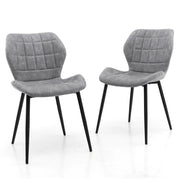 Dining Chairs Set of 2 with Padded Back Metal Legs and Adjustable Foot Pads-Gray-Dining Chairs-DECOROLALA