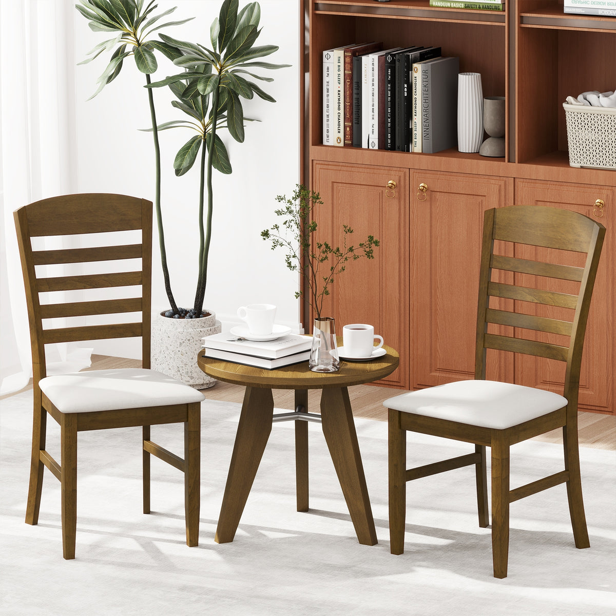 Dining Chairs Set of 2 with Rubber Wood Frame and Padded Seat-Walnut-Dining Chairs-DECOROLALA