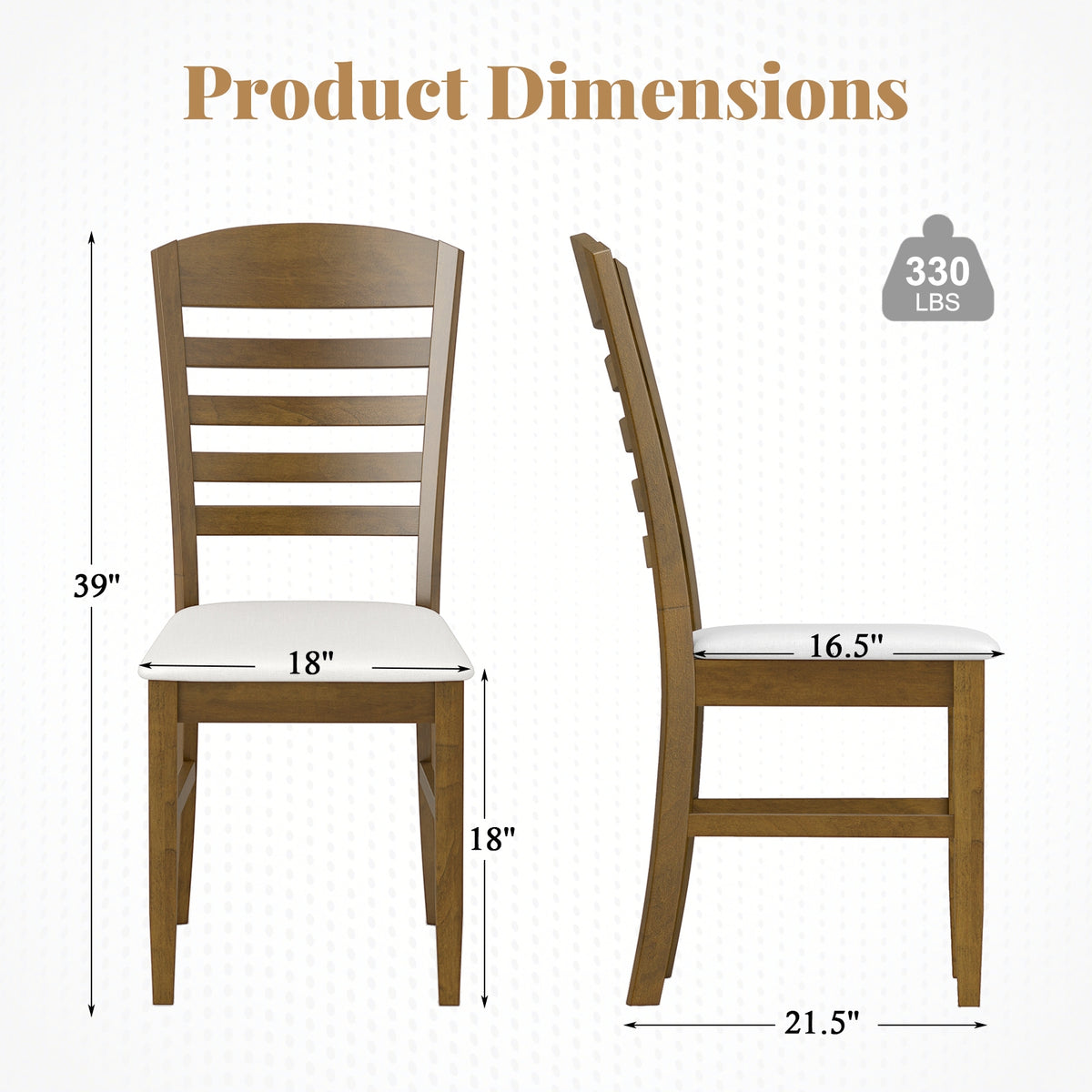 Dining Chairs Set of 2 with Rubber Wood Frame and Padded Seat-Walnut-Dining Chairs-DECOROLALA