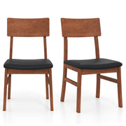 Dining Chairs Set of 2 with Rubber Wood Legs and Faux Leather Upholstered Seat-Black-Dining Chairs-DECOROLALA