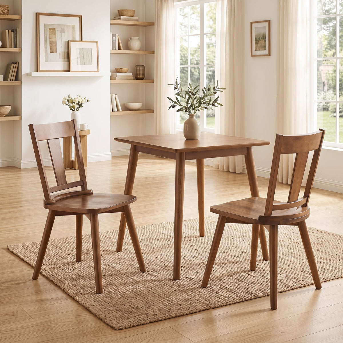 Dining Chairs Set of 2 with Solid Wood Backrest for Kitchen Dining Room-Walnut-Dining Chairs-DECOROLALA