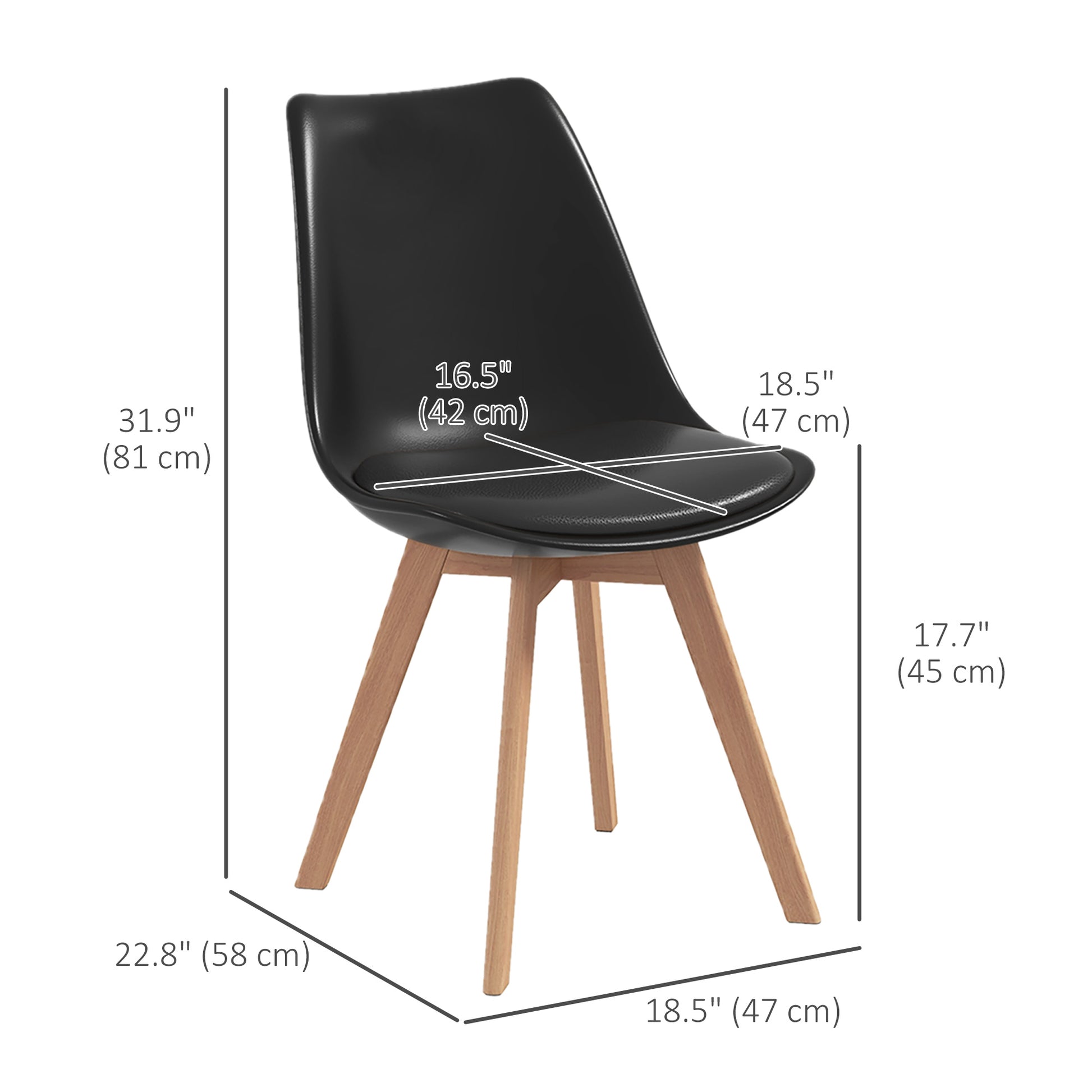 Dining Chairs Set of 4 - Black PU Leather-DECOROLALA