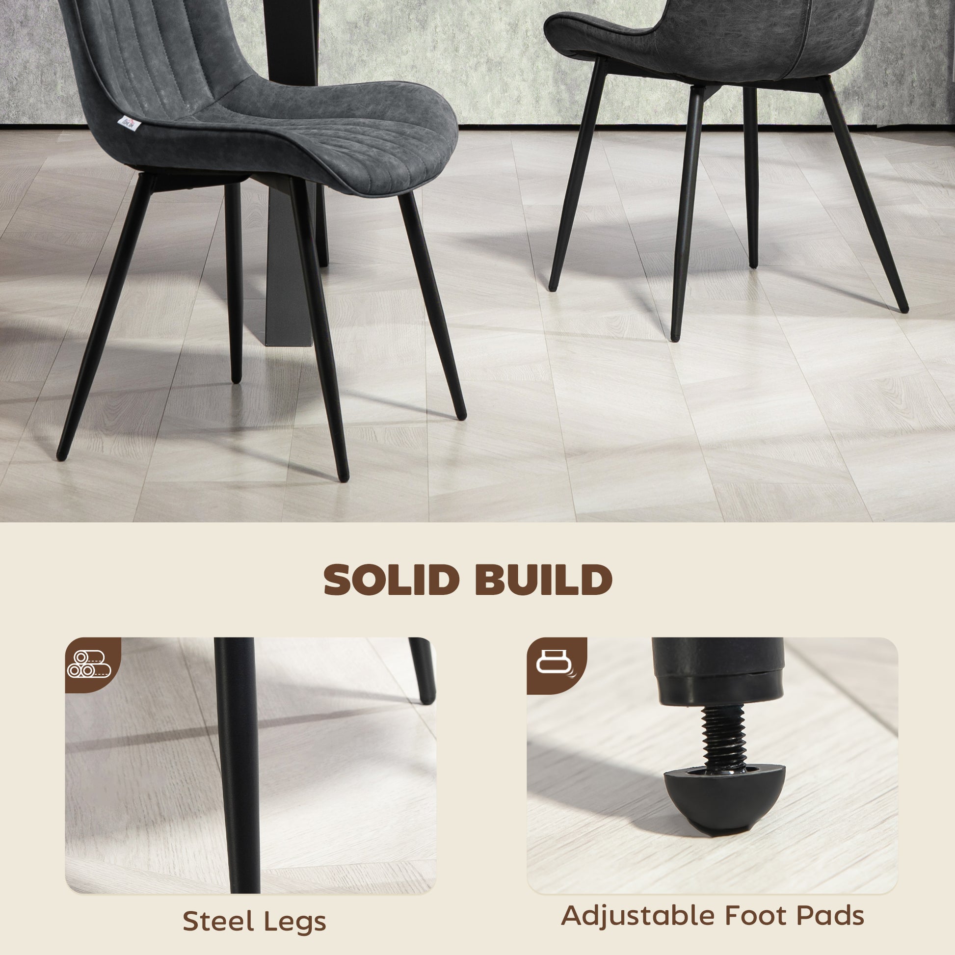 Dining Chairs Set of 4 - Black PU Leather-DECOROLALA