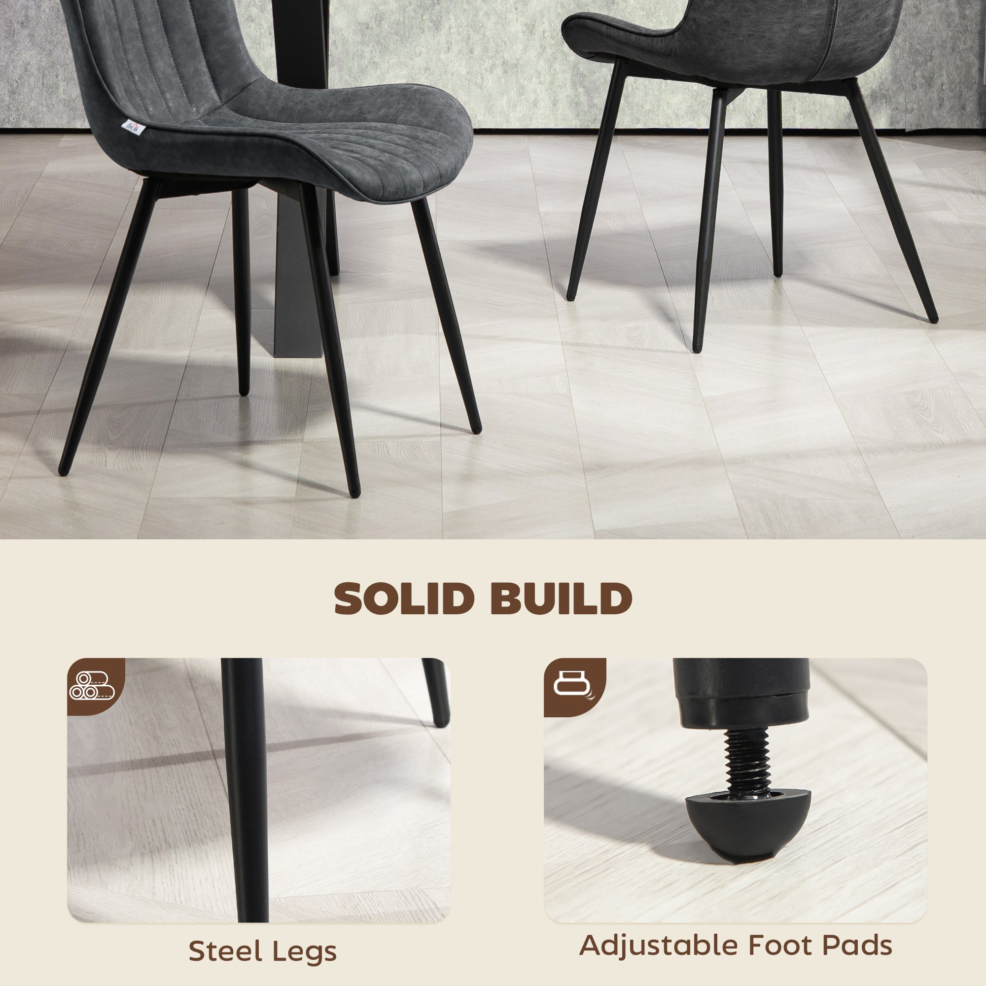 Dining Chairs Set of 4 - Black PU Leather-DECOROLALA