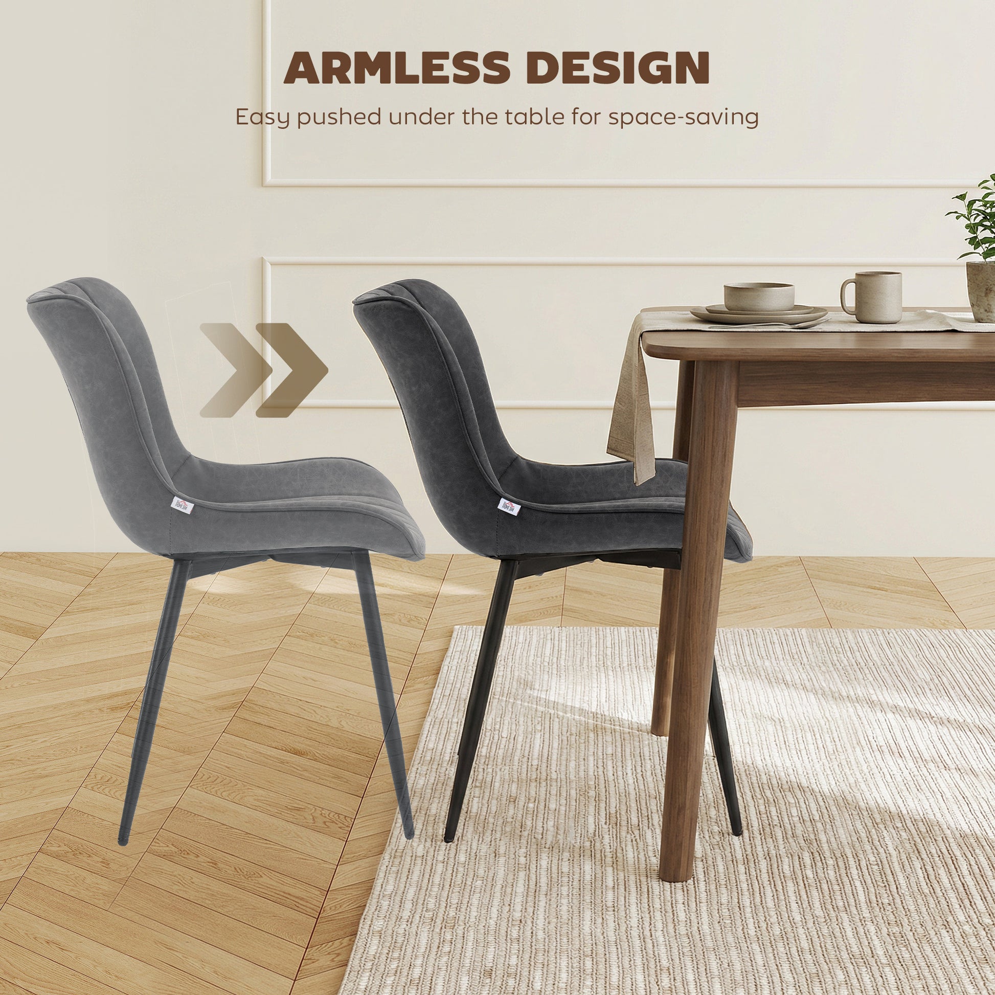 Dining Chairs Set of 4 - Black PU Leather-DECOROLALA