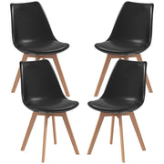 Dining Chairs Set of 4 - Black PU Leather-DECOROLALA