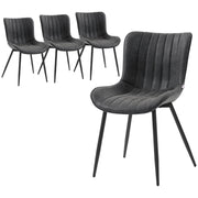Dining Chairs Set of 4 - Black PU Leather-DECOROLALA