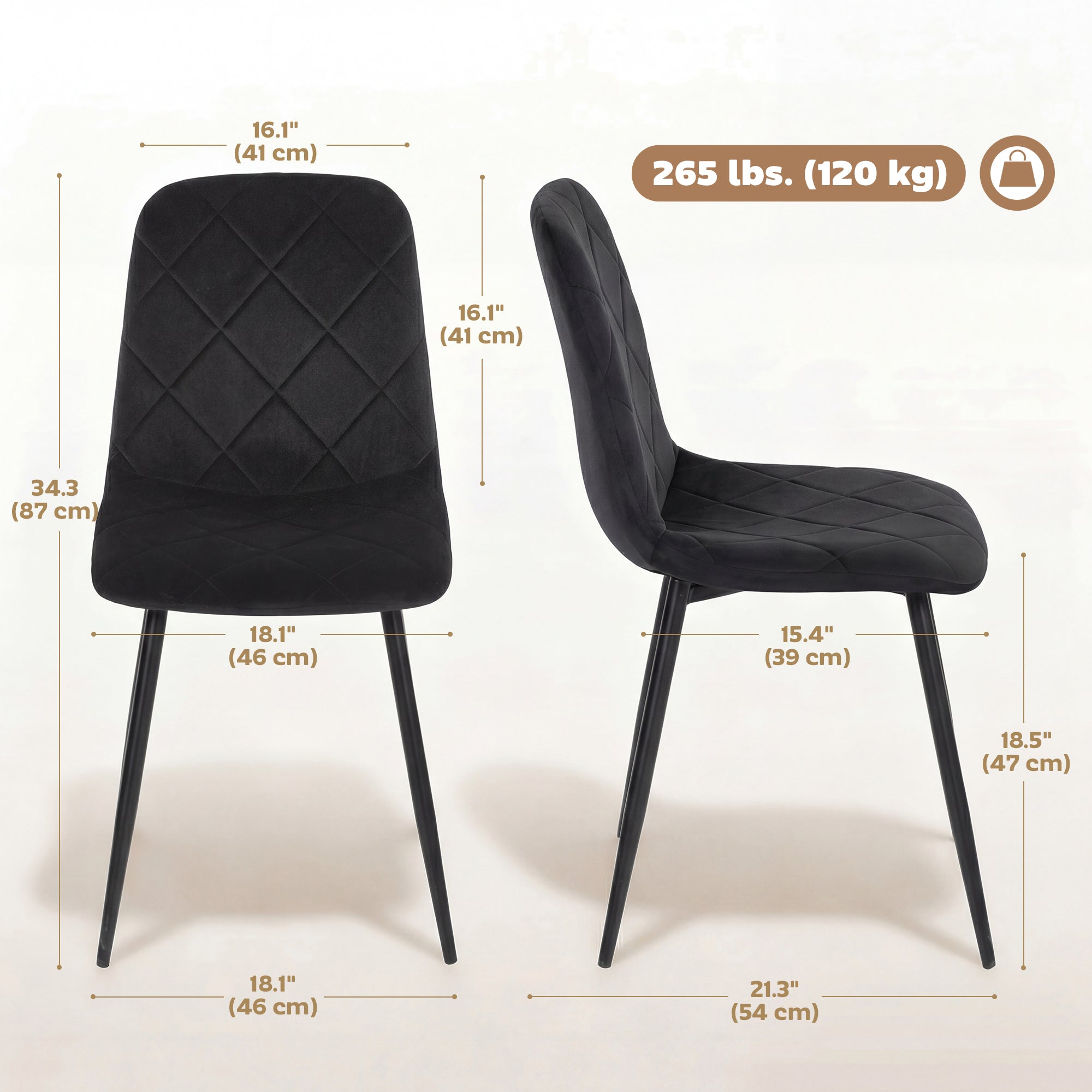 Dining Chairs Set of 4 - Black Velvet-DECOROLALA