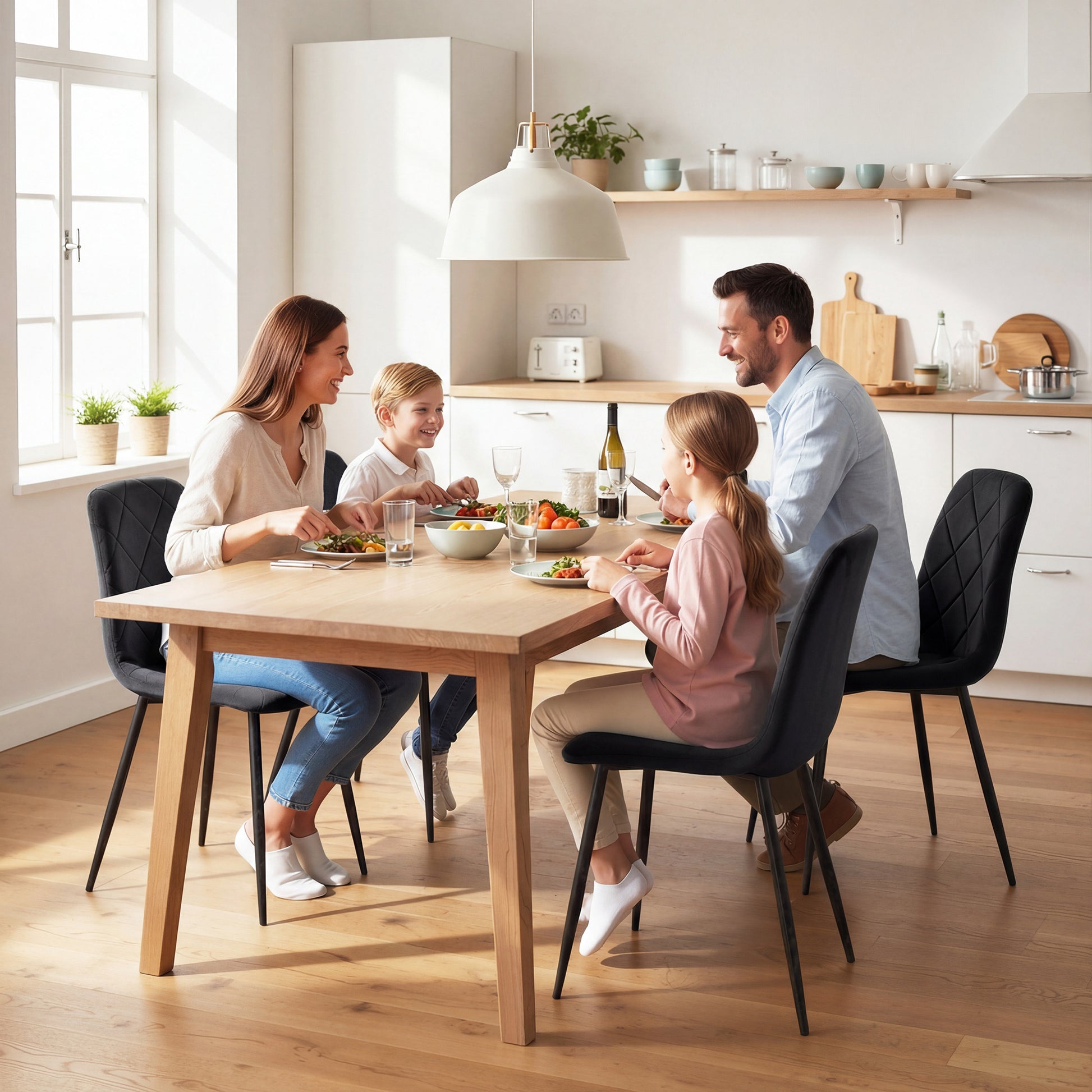 Dining Chairs Set of 4 - Black Velvet-DECOROLALA
