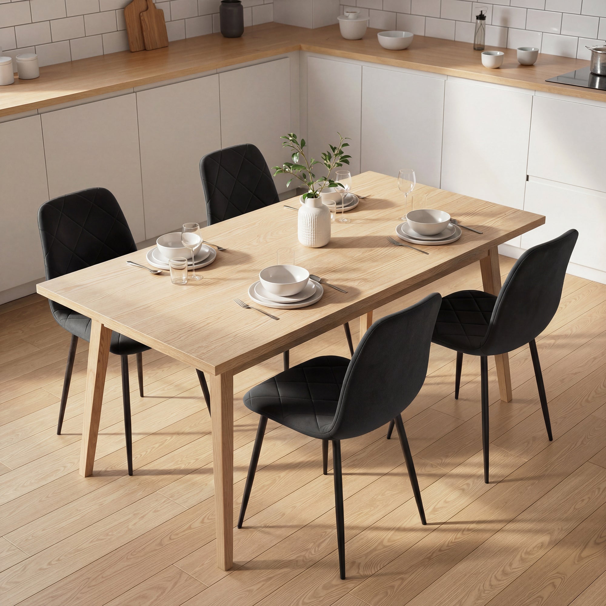 Dining Chairs Set of 4 - Black Velvet-DECOROLALA