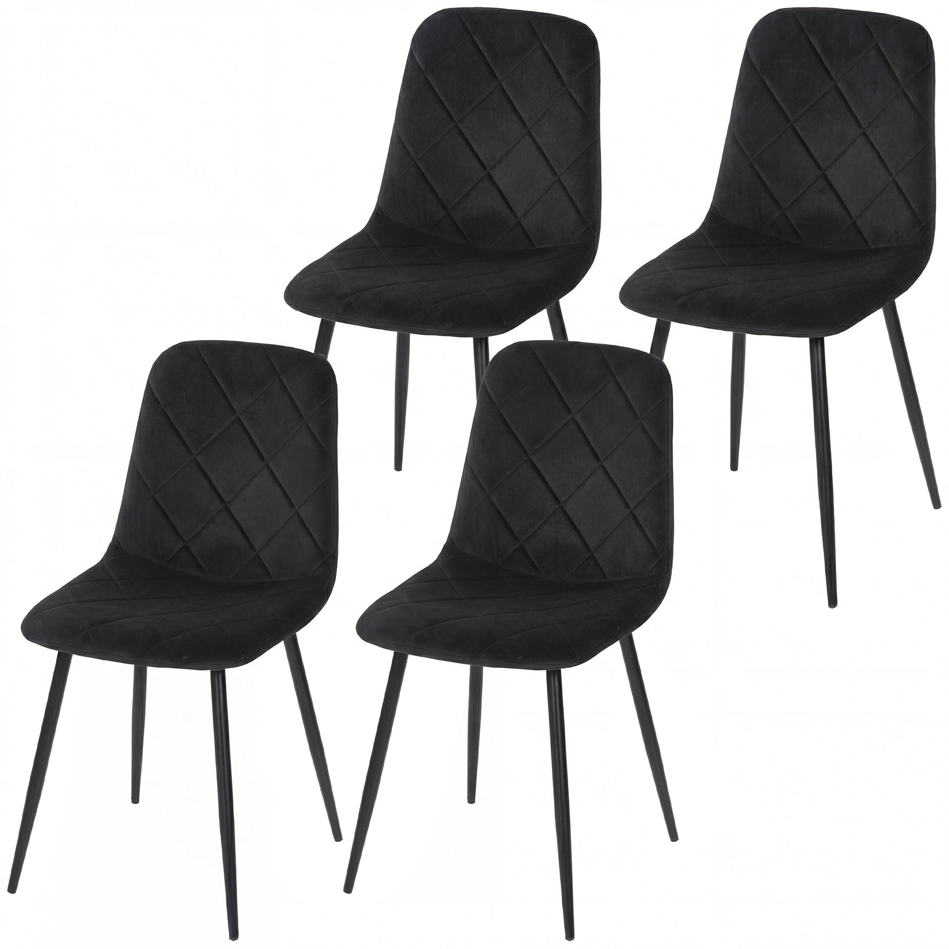 Dining Chairs Set of 4 - Black Velvet-DECOROLALA