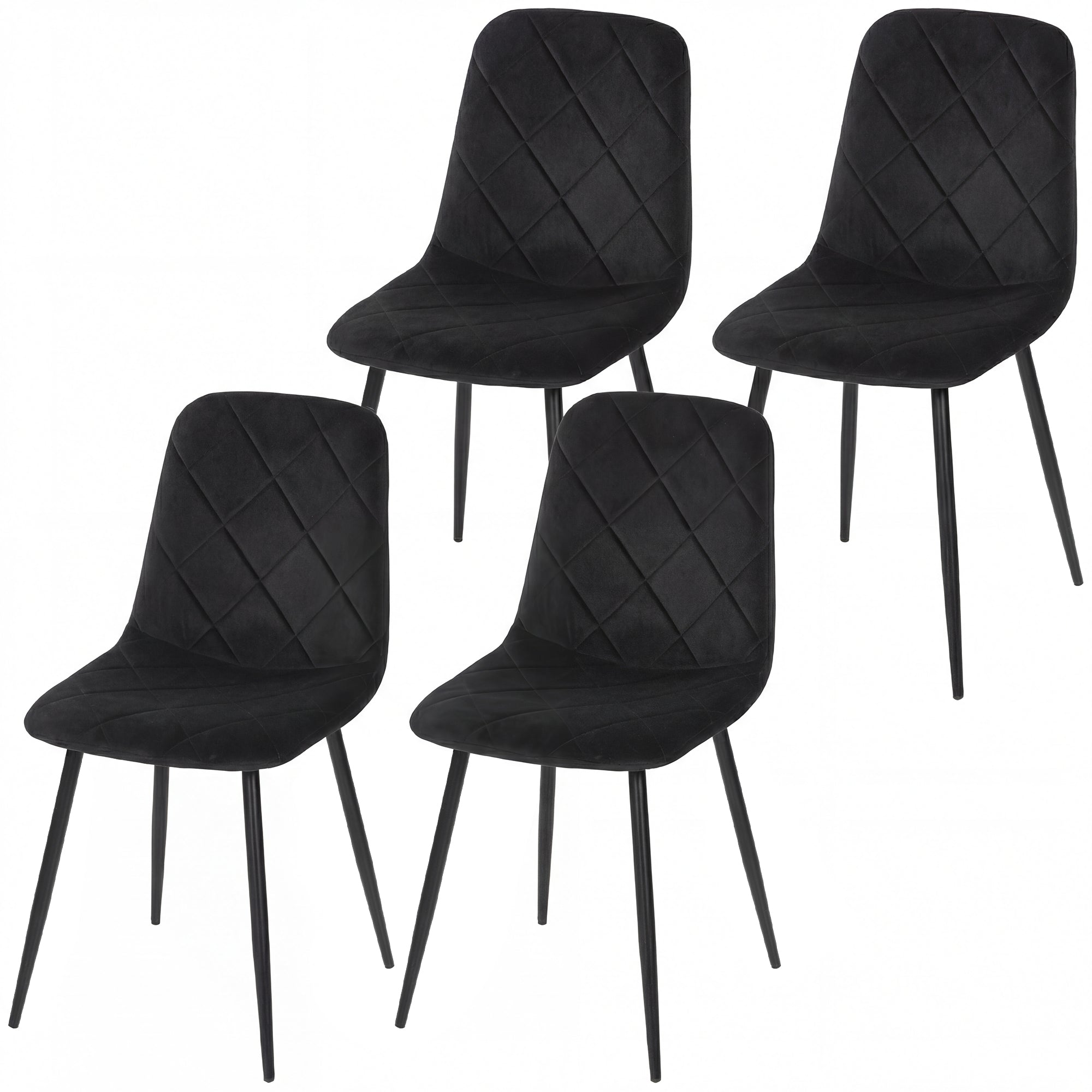 Dining Chairs Set of 4 - Black Velvet-DECOROLALA
