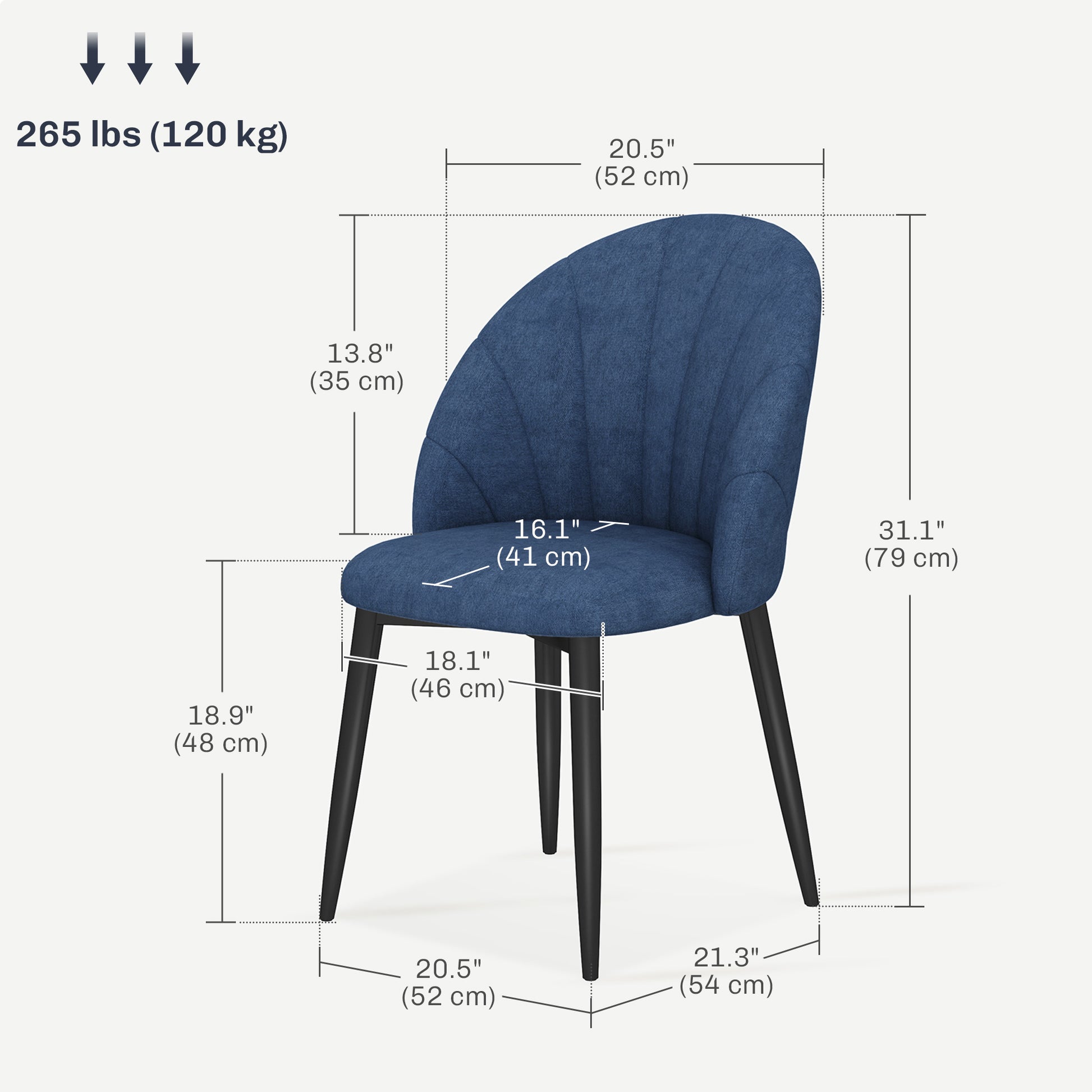 Dining Chairs Set of 4 - Blue Upholstered-DECOROLALA