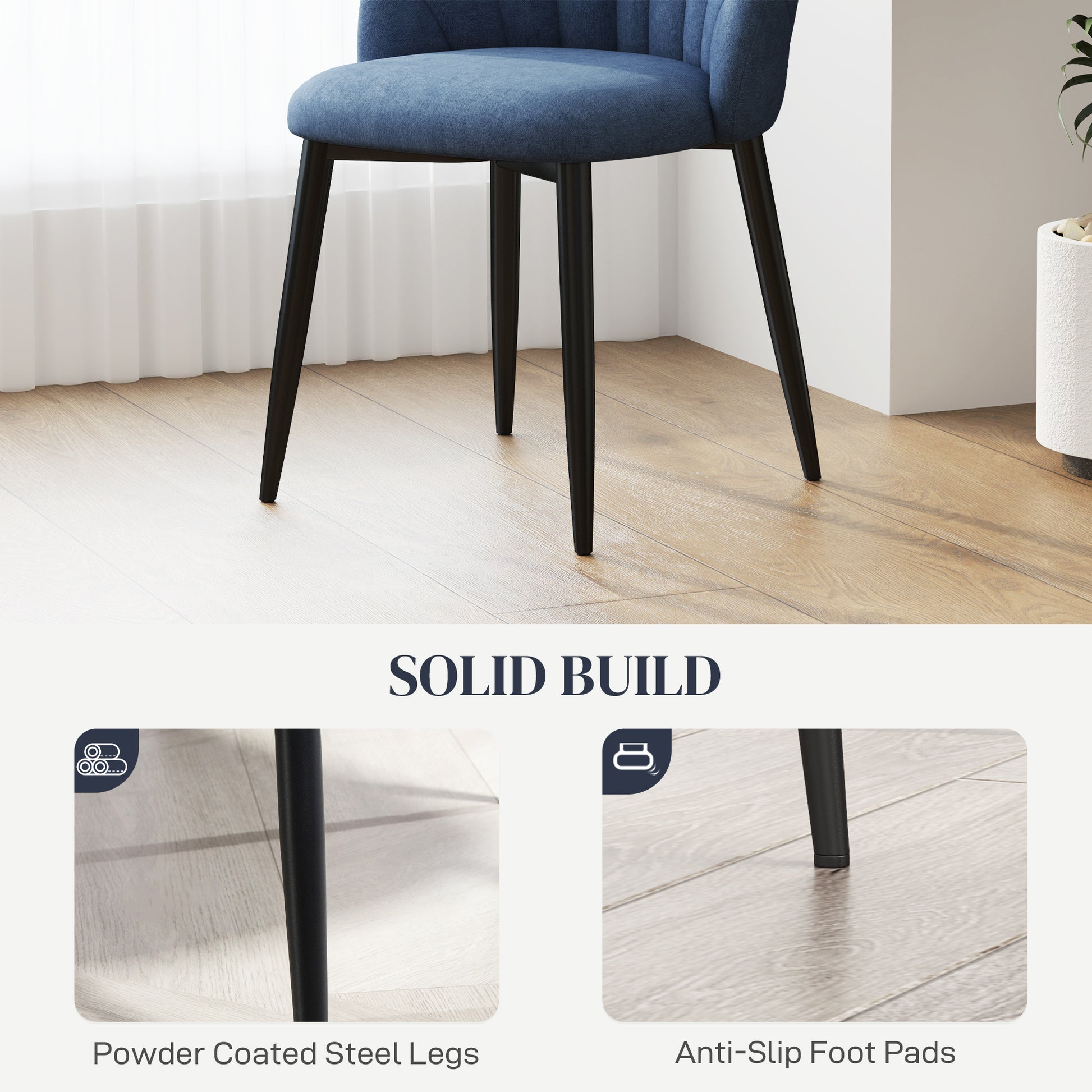 Dining Chairs Set of 4 - Blue Upholstered-DECOROLALA