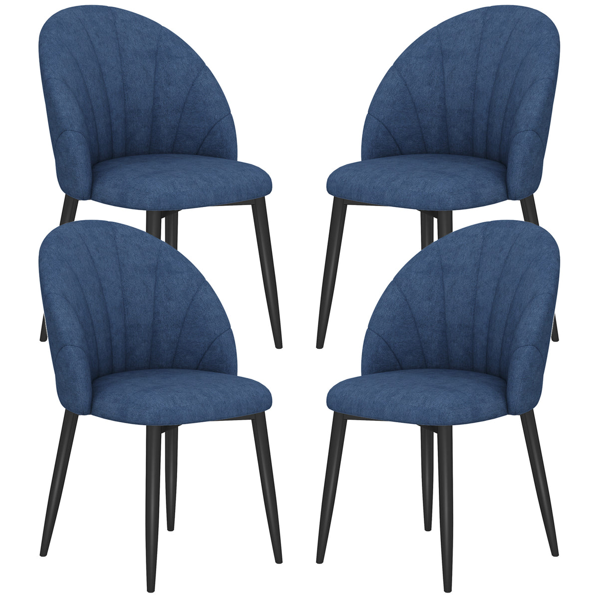 Dining Chairs Set of 4 - Blue Upholstered-Dining Chairs-DECOROLALA