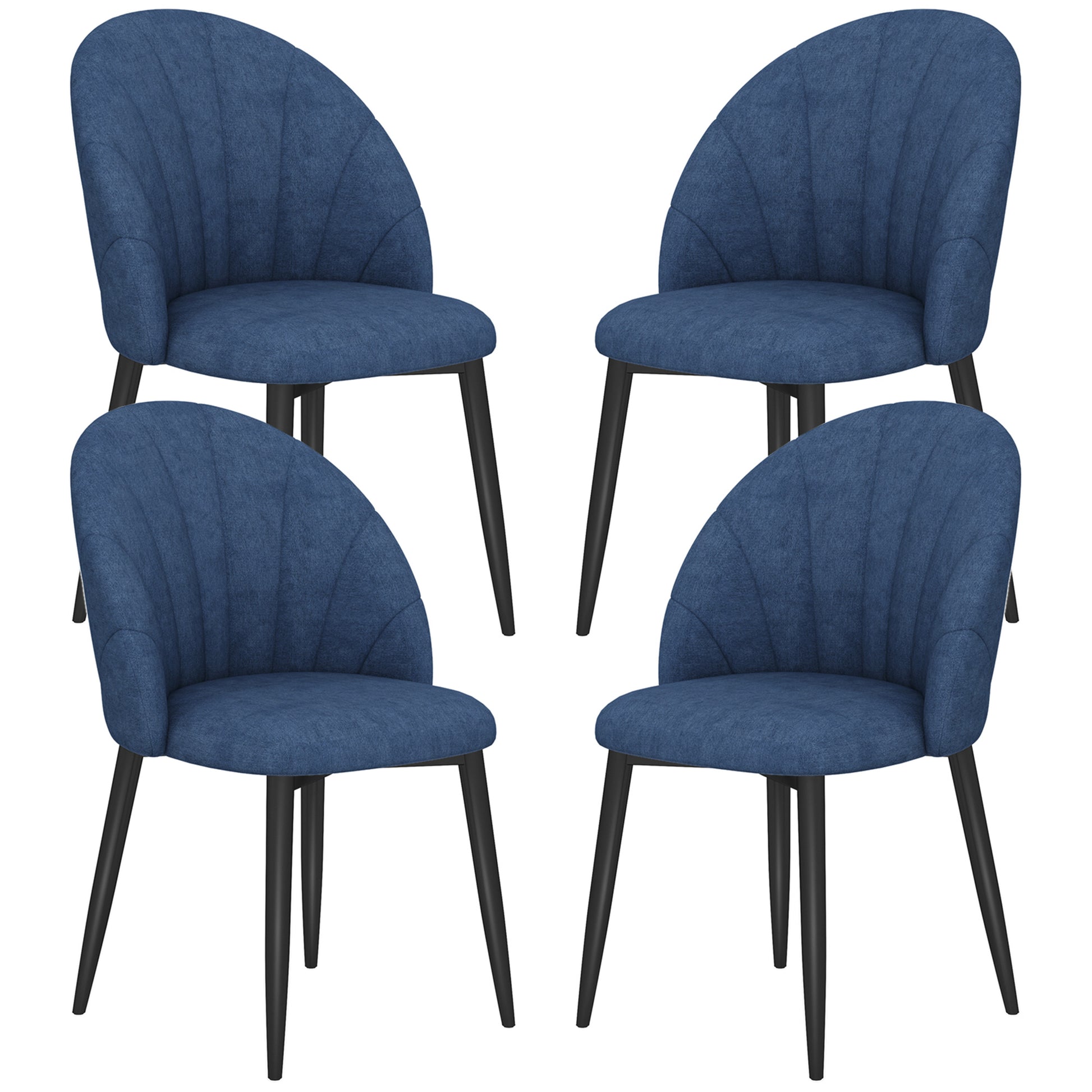 Dining Chairs Set of 4 - Blue Upholstered-DECOROLALA