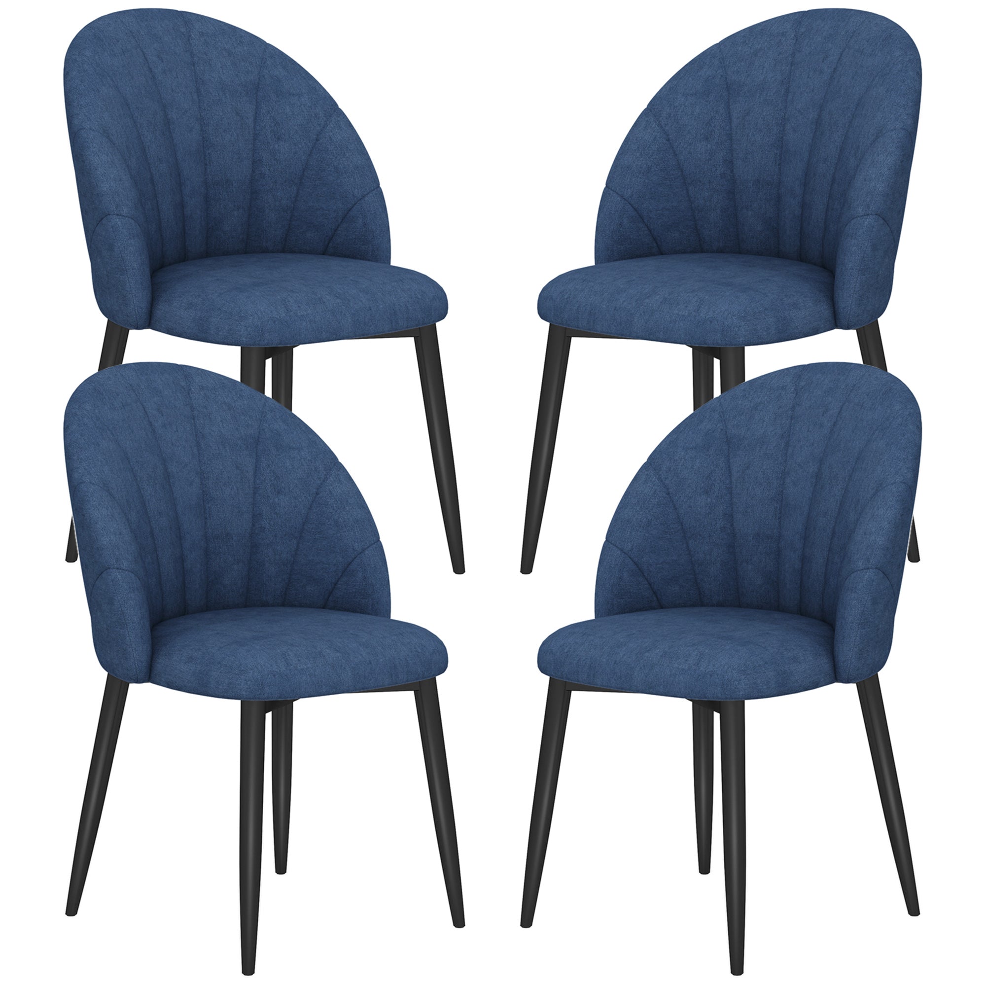 Dining Chairs Set of 4 - Blue Upholstered-DECOROLALA