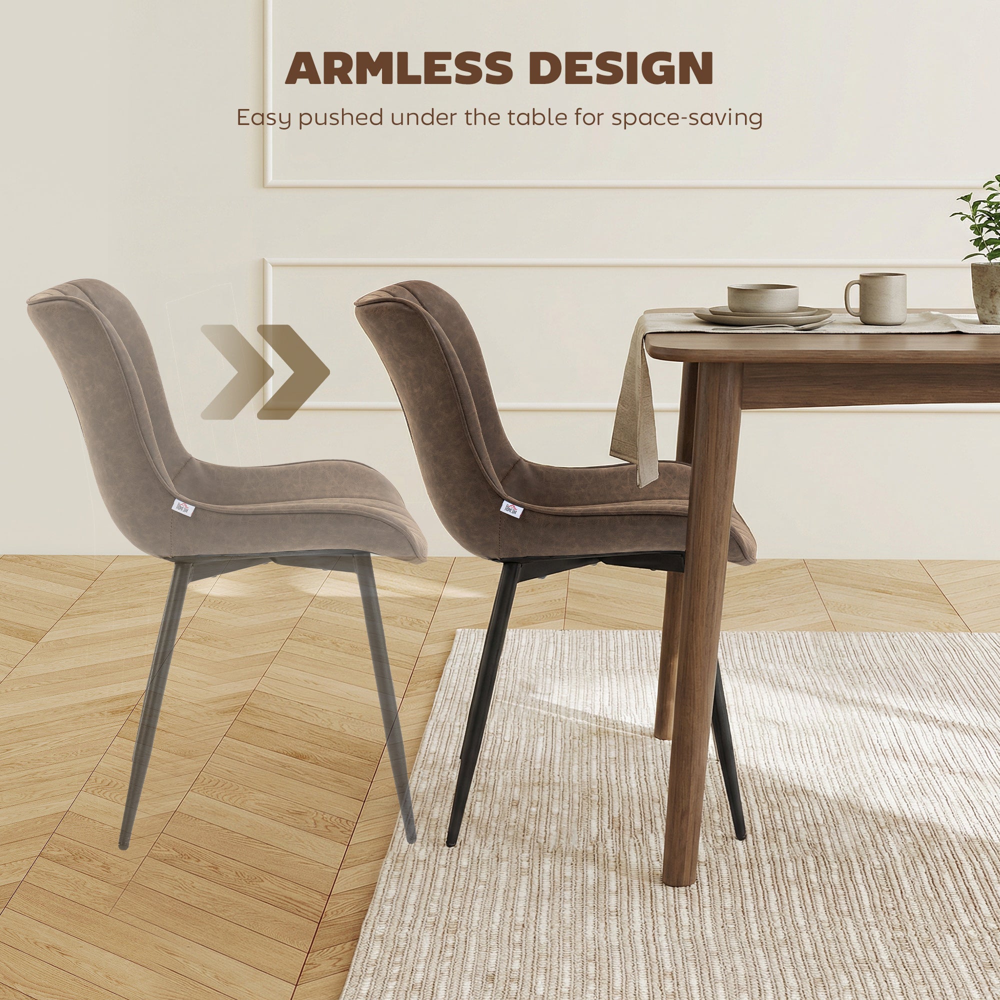 Dining Chairs Set of 4 - Brown PU Leather-DECOROLALA