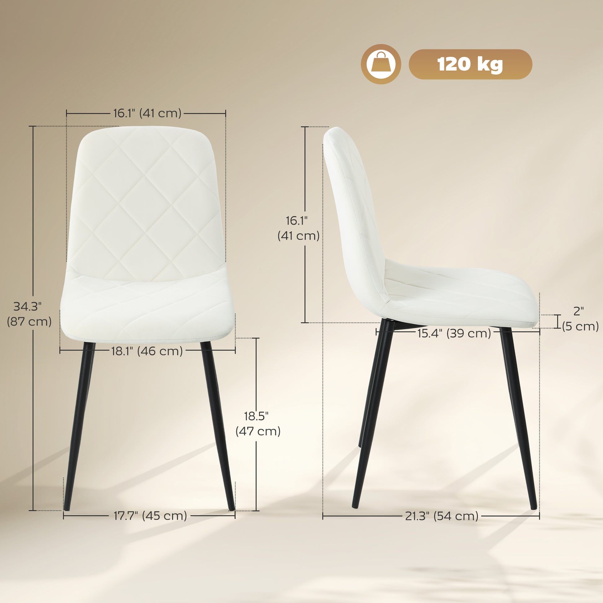 Dining Chairs Set of 4 - Cream Velvet-DECOROLALA