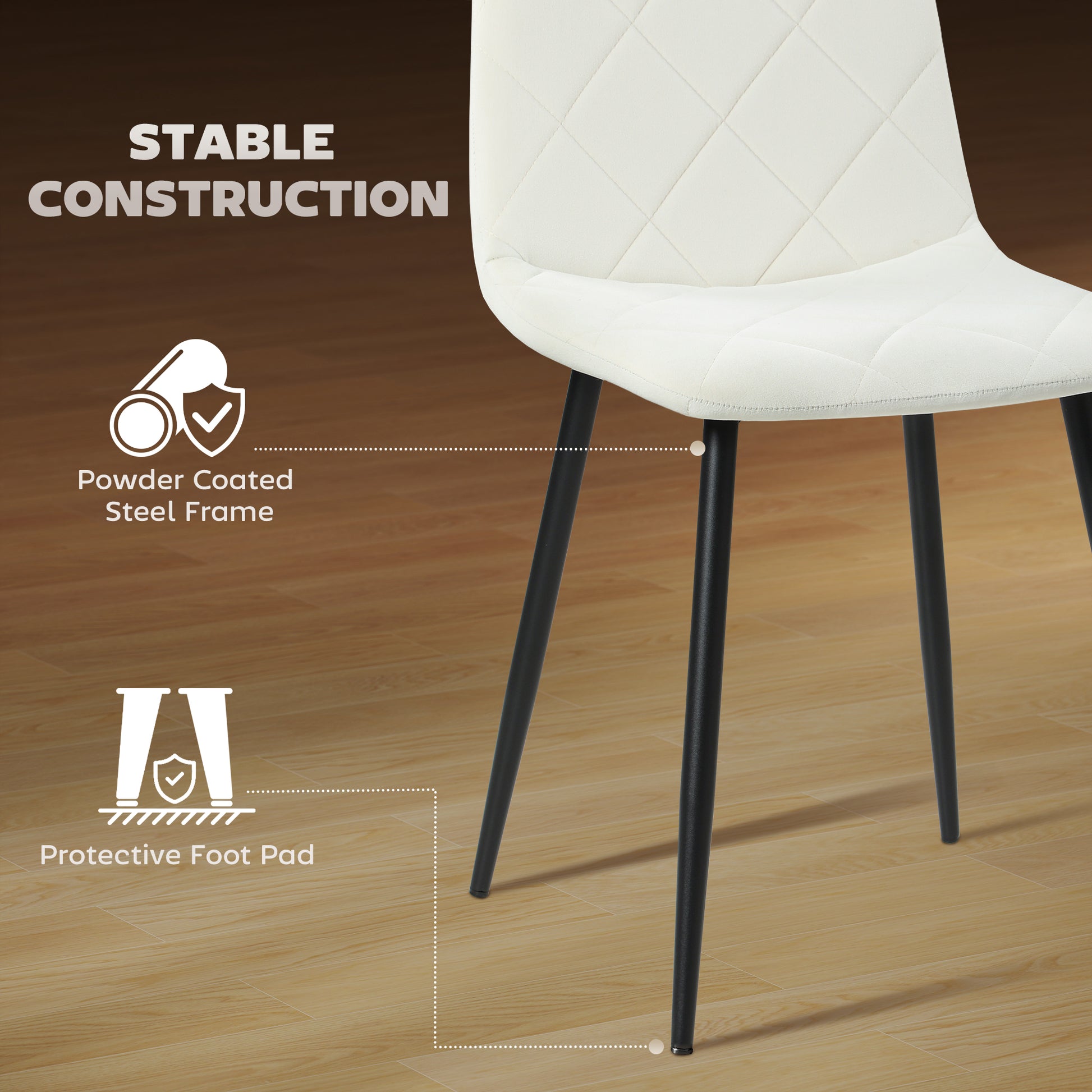 Dining Chairs Set of 4 - Cream Velvet-DECOROLALA