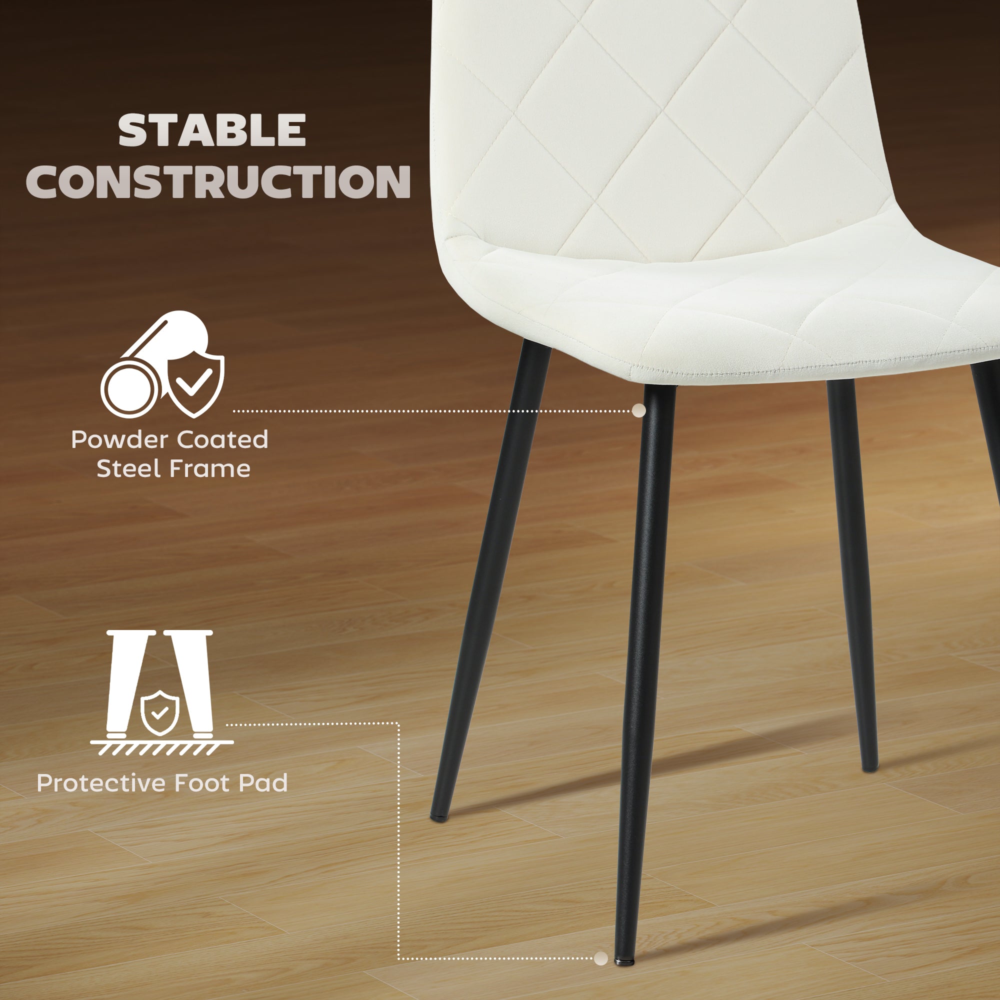 Dining Chairs Set of 4 - Cream Velvet-DECOROLALA