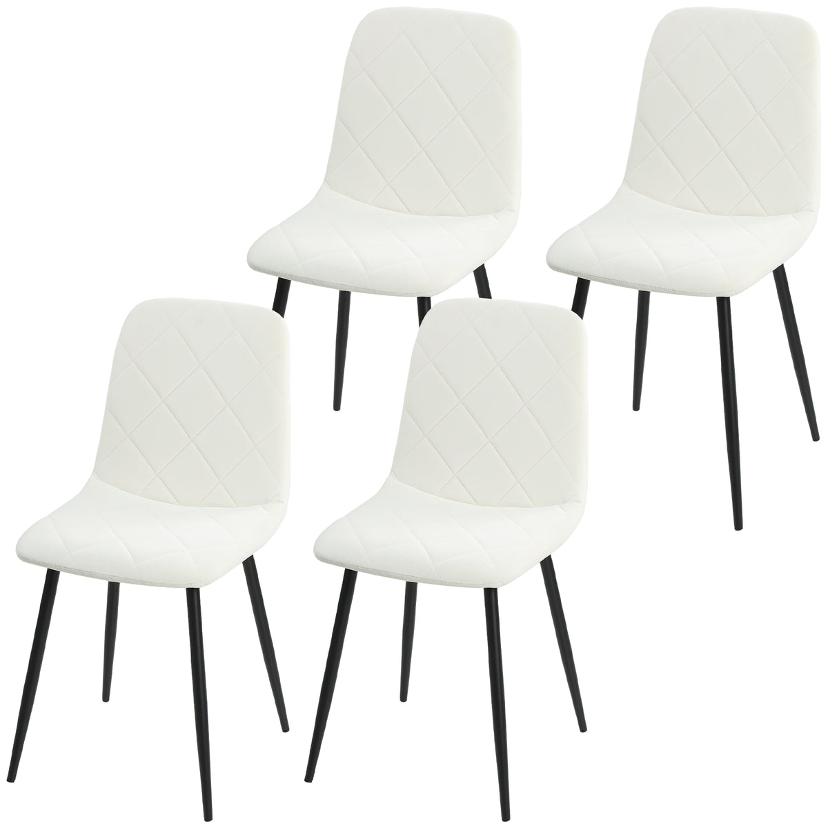 Dining Chairs Set of 4 - Cream Velvet-Dining Chairs-DECOROLALA