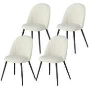 Dining Chairs Set of 4 - Cream Velvet Steel Legs-DECOROLALA