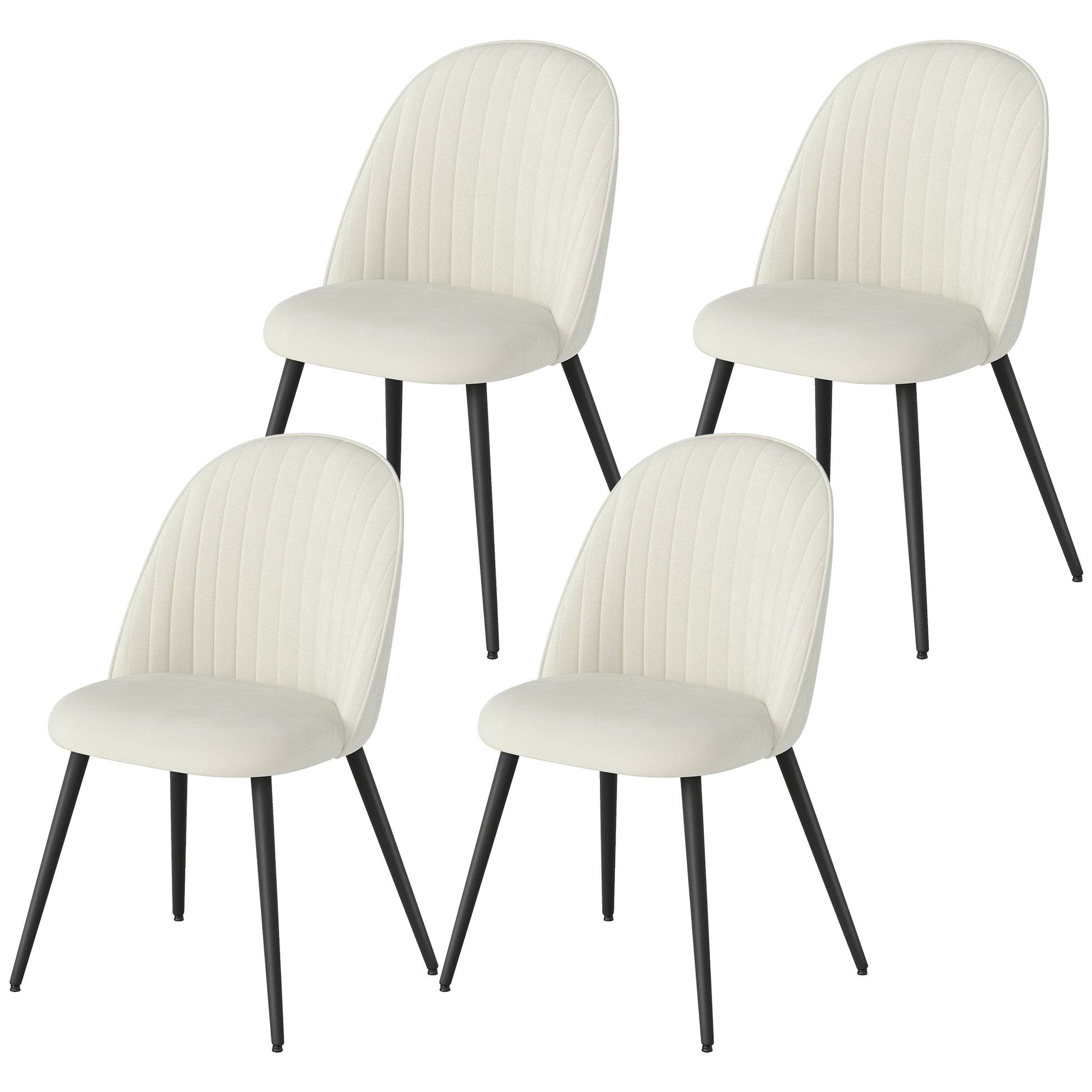 Dining Chairs Set of 4 - Cream Velvet Steel Legs-DECOROLALA
