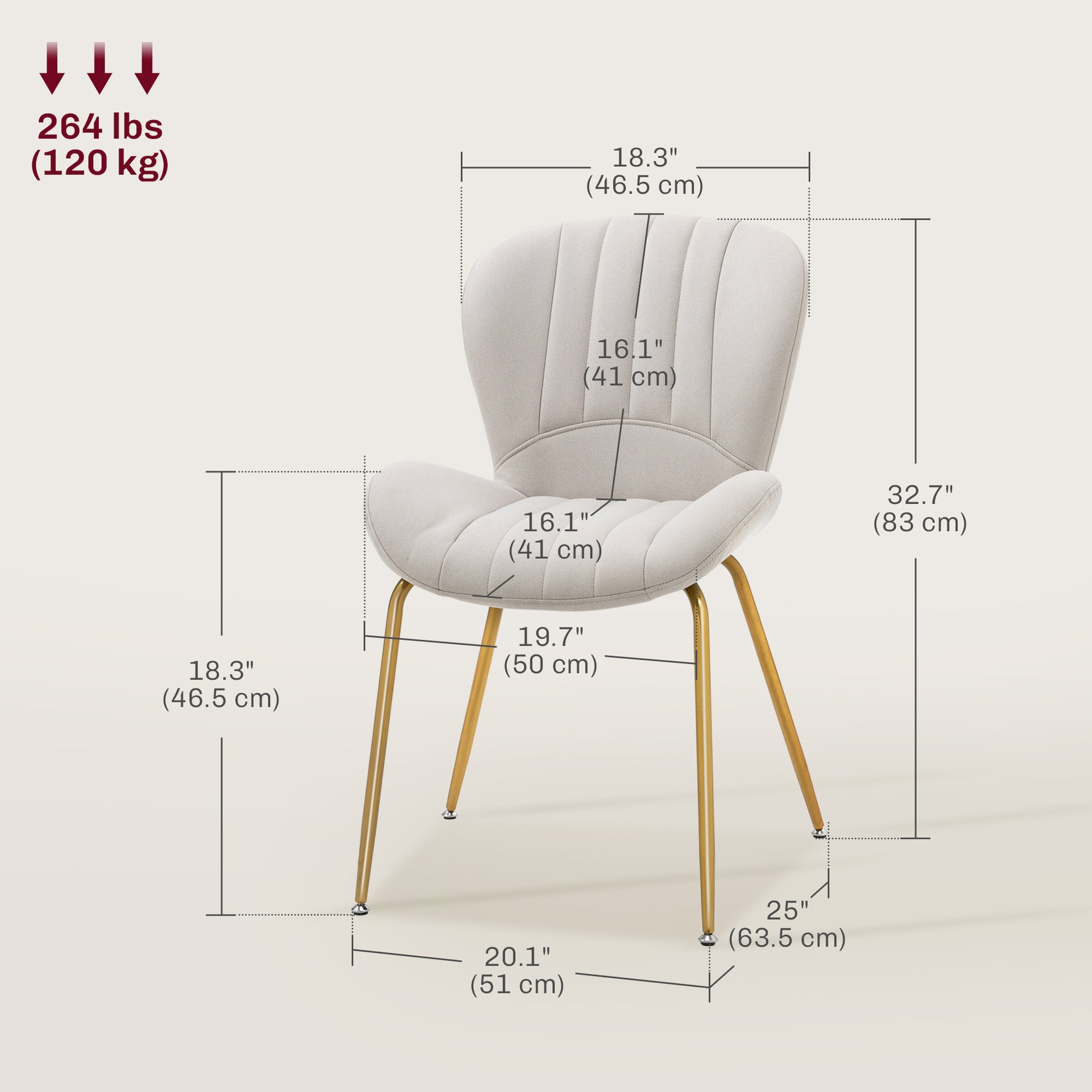 Dining Chairs Set of 4 - Cream White Cushioned-DECOROLALA