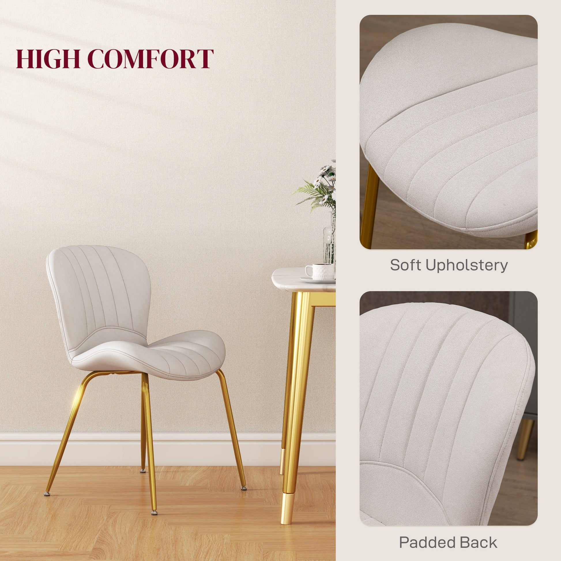 Dining Chairs Set of 4 - Cream White Cushioned-DECOROLALA