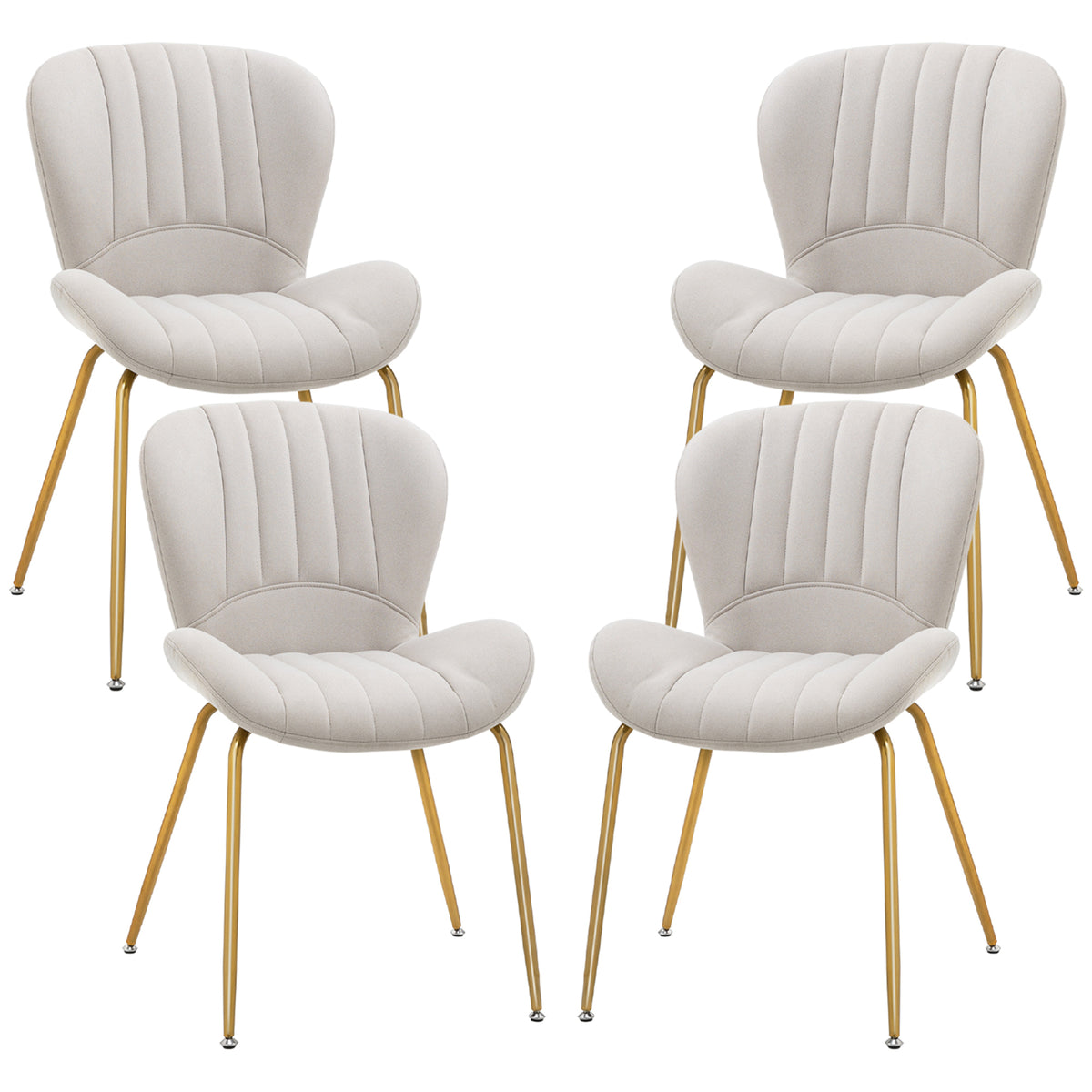 Dining Chairs Set of 4 - Cream White Cushioned-Dining Chairs-DECOROLALA
