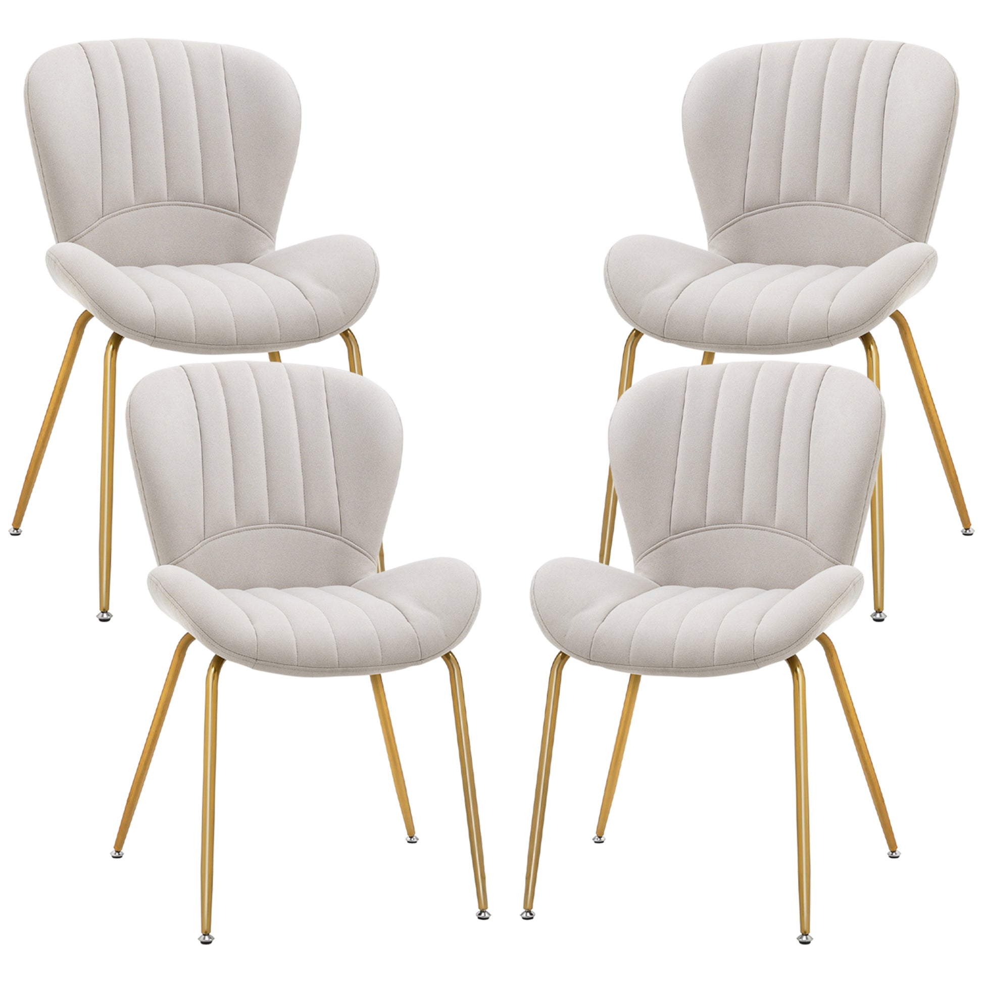 Dining Chairs Set of 4 - Cream White Cushioned-DECOROLALA