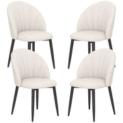 Dining Chairs Set of 4 - Cream White Upholstered Metal Legs-DECOROLALA