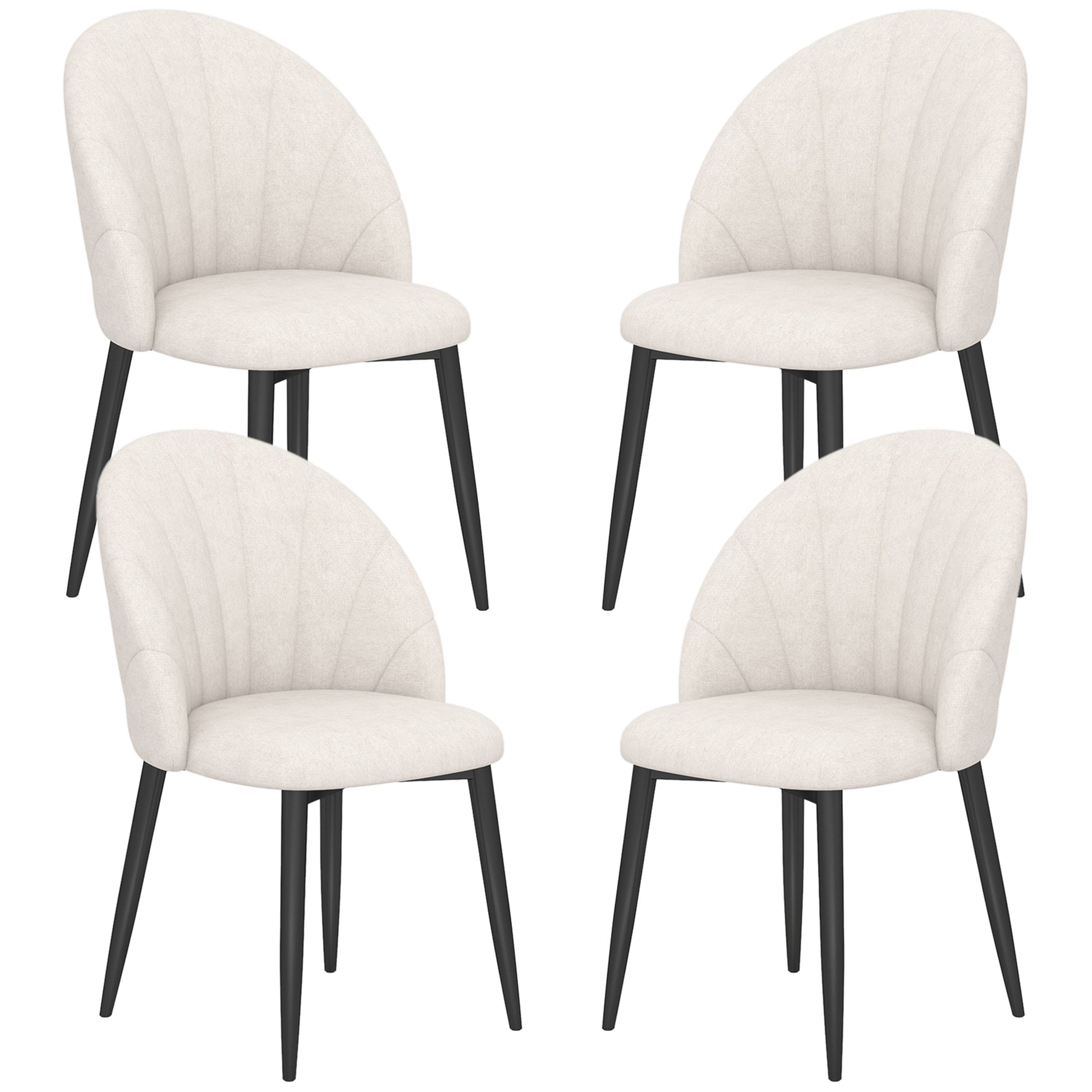 Dining Chairs Set of 4 - Cream White Upholstered Metal Legs-DECOROLALA