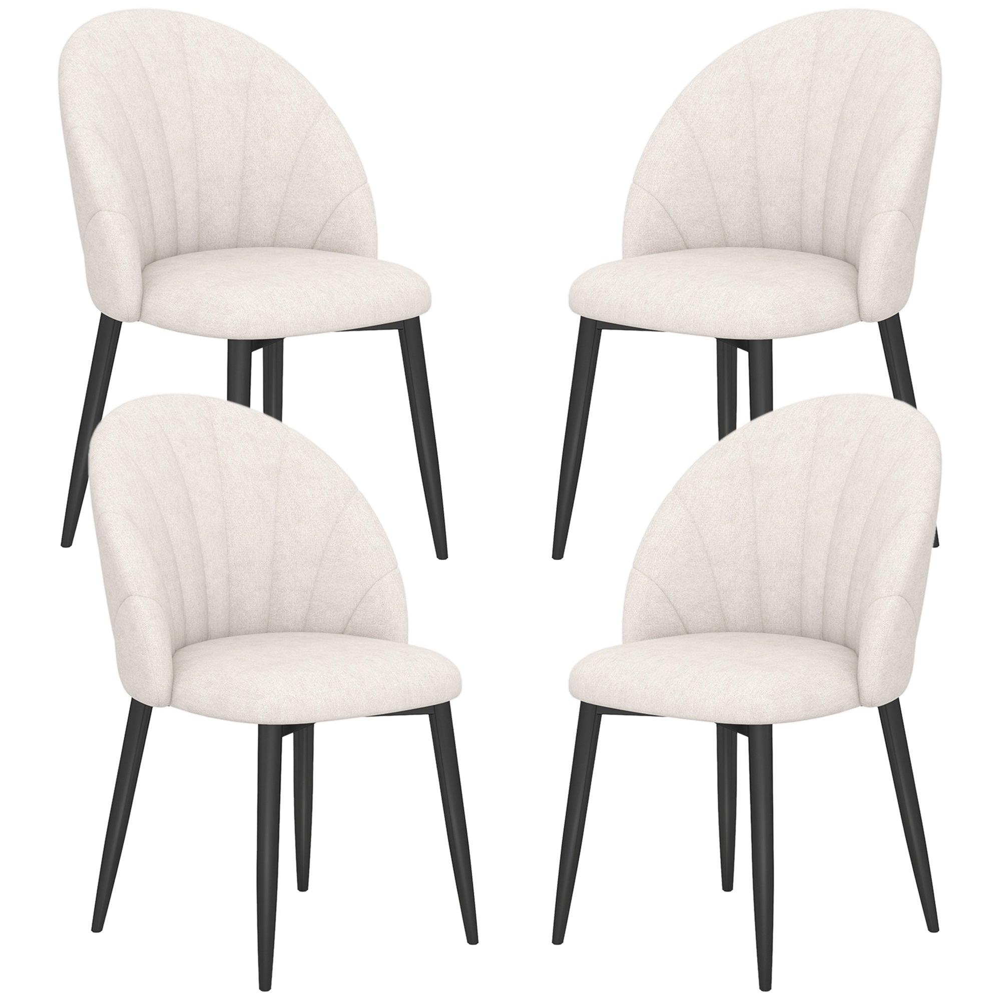 Dining Chairs Set of 4 - Cream White Upholstered Metal Legs-DECOROLALA