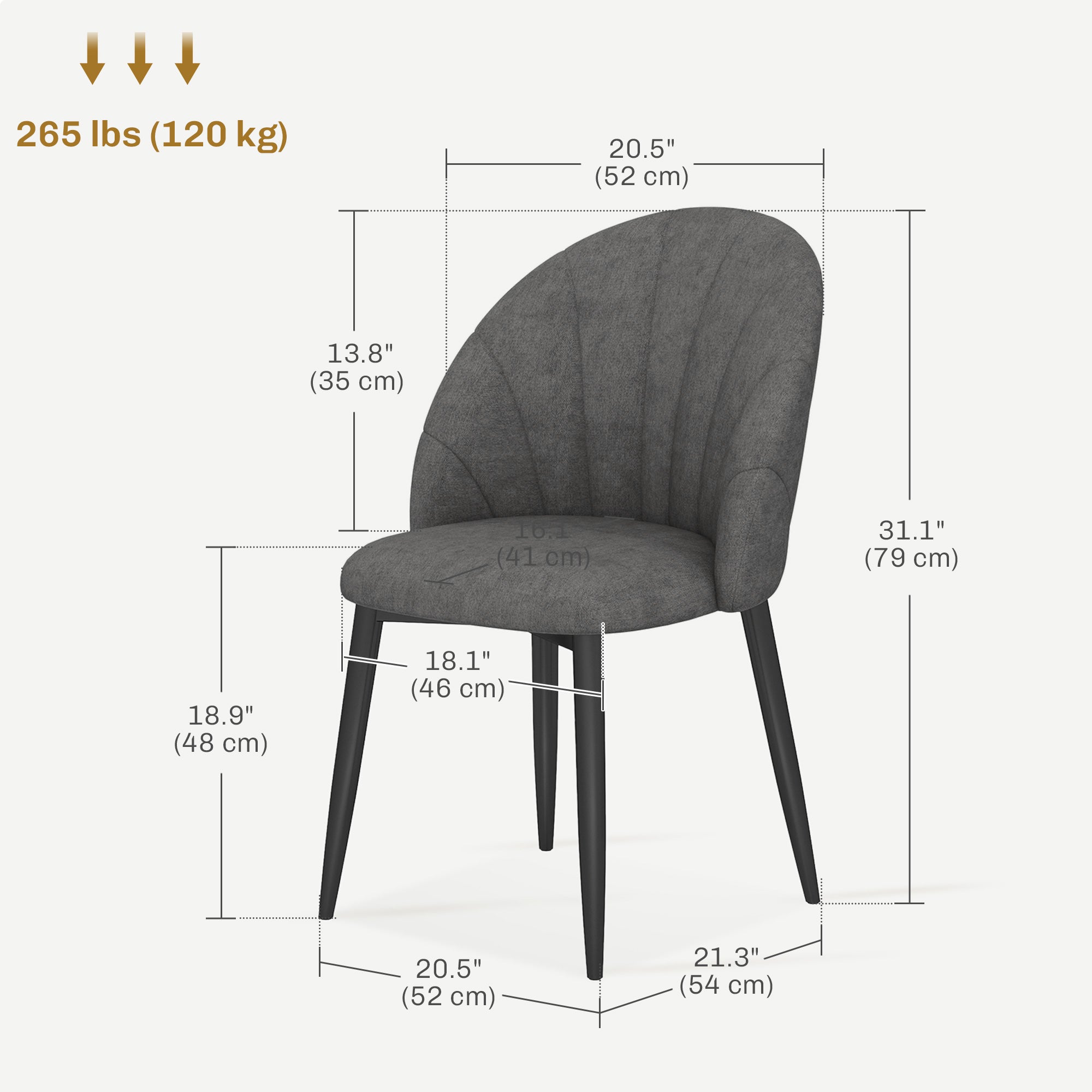 Dining Chairs Set of 4 - Dark Grey Upholstered-DECOROLALA