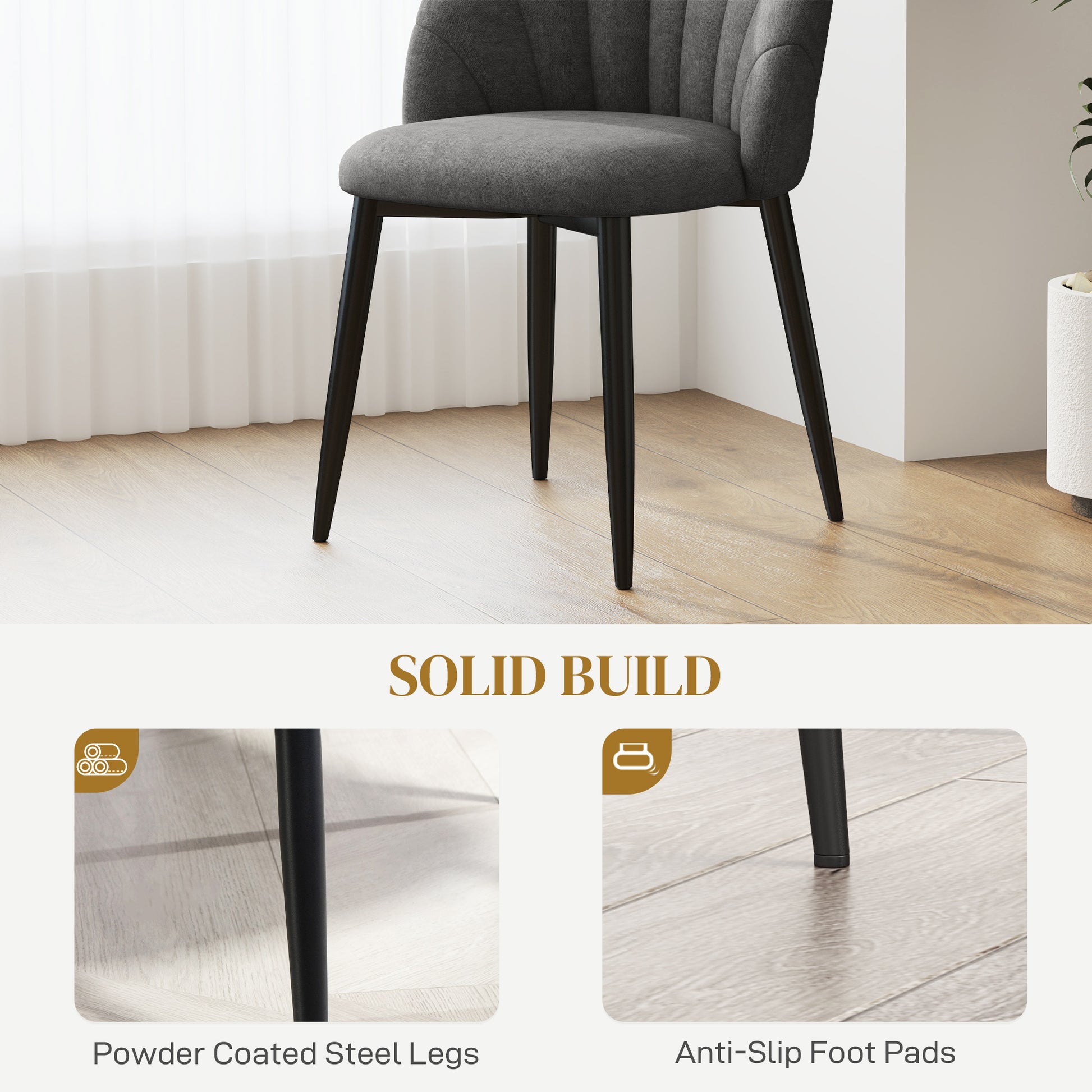 Dining Chairs Set of 4 - Dark Grey Upholstered-DECOROLALA