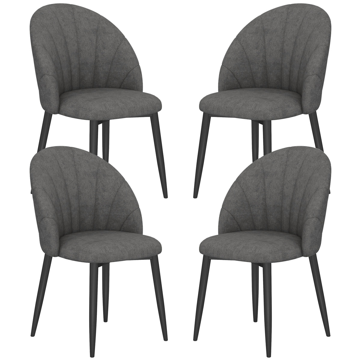 Dining Chairs Set of 4 - Dark Grey Upholstered-Dining Chairs-DECOROLALA