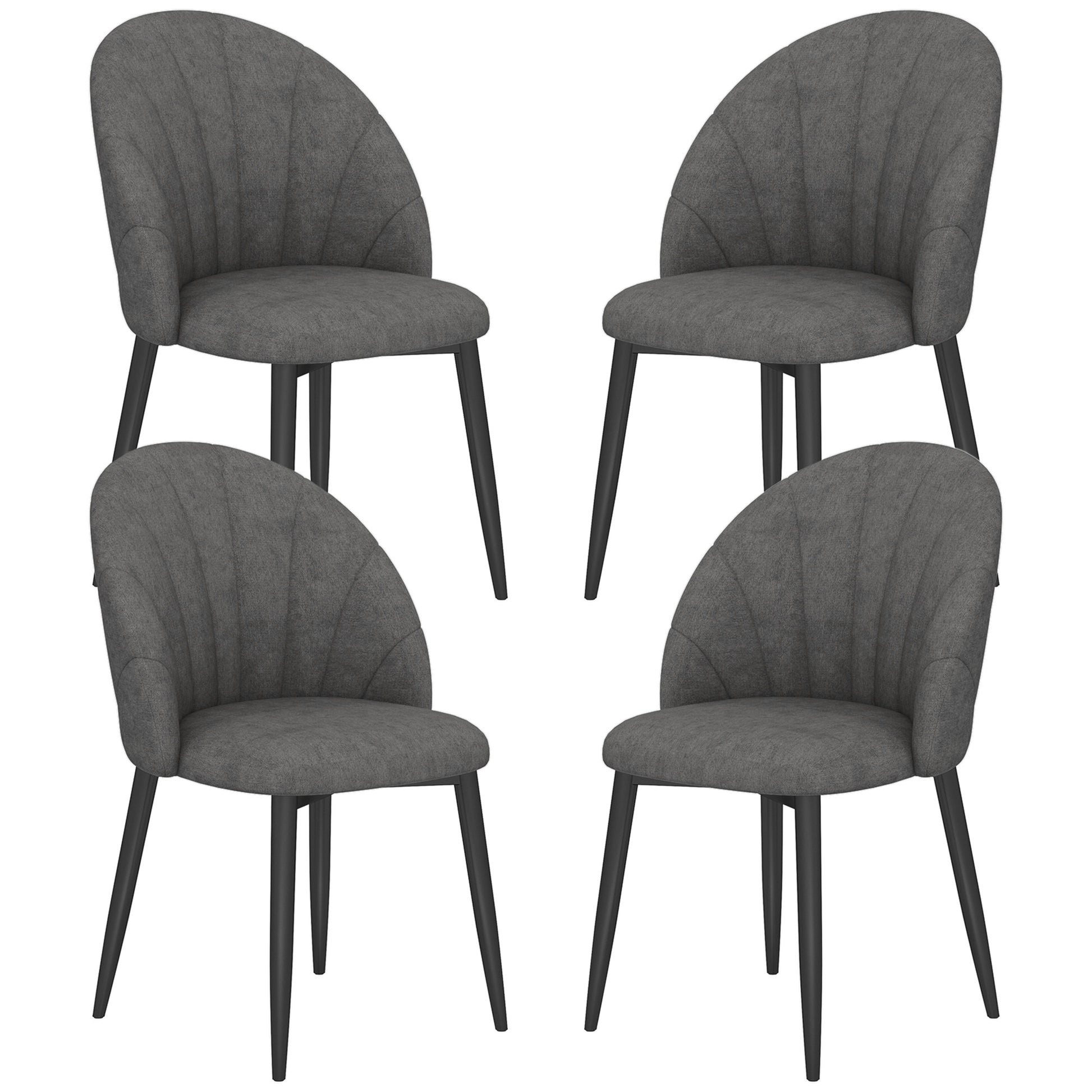 Dining Chairs Set of 4 - Dark Grey Upholstered-DECOROLALA