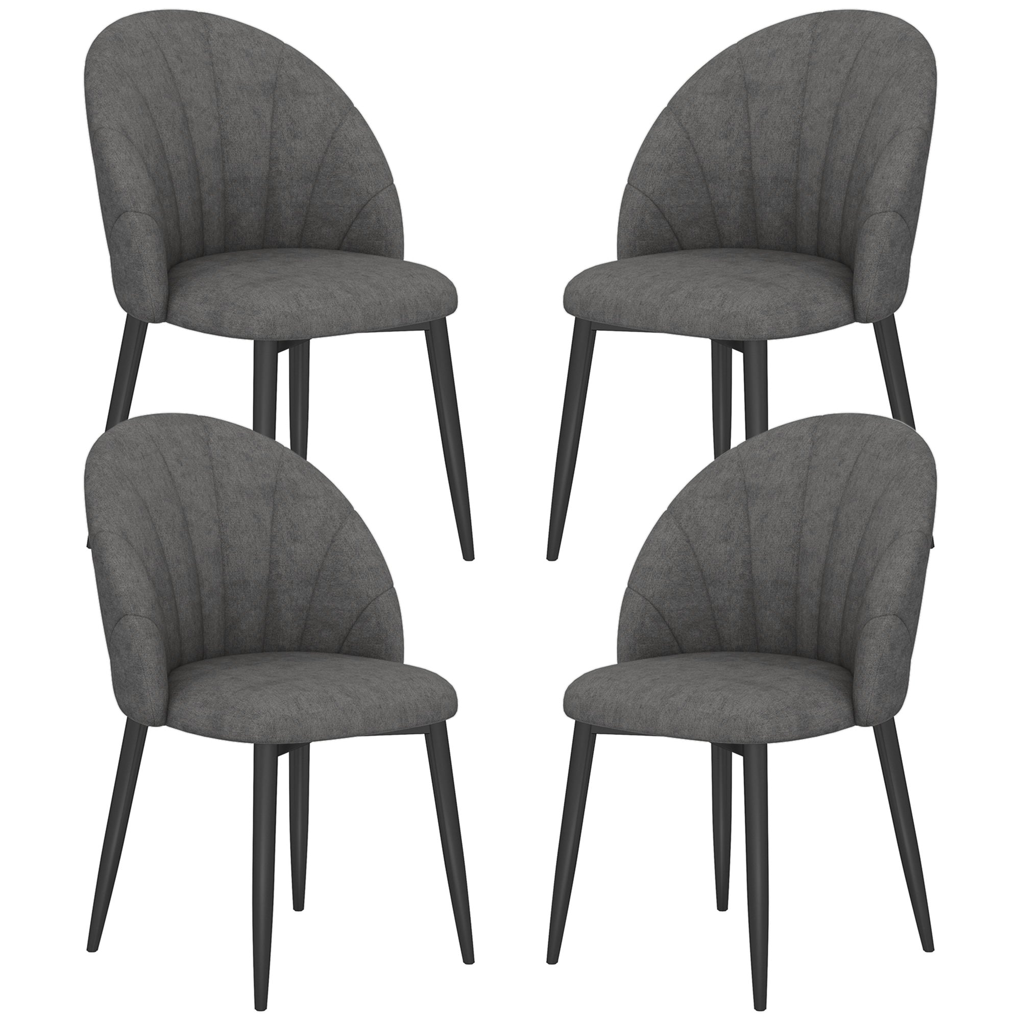 Dining Chairs Set of 4 - Dark Grey Upholstered-DECOROLALA